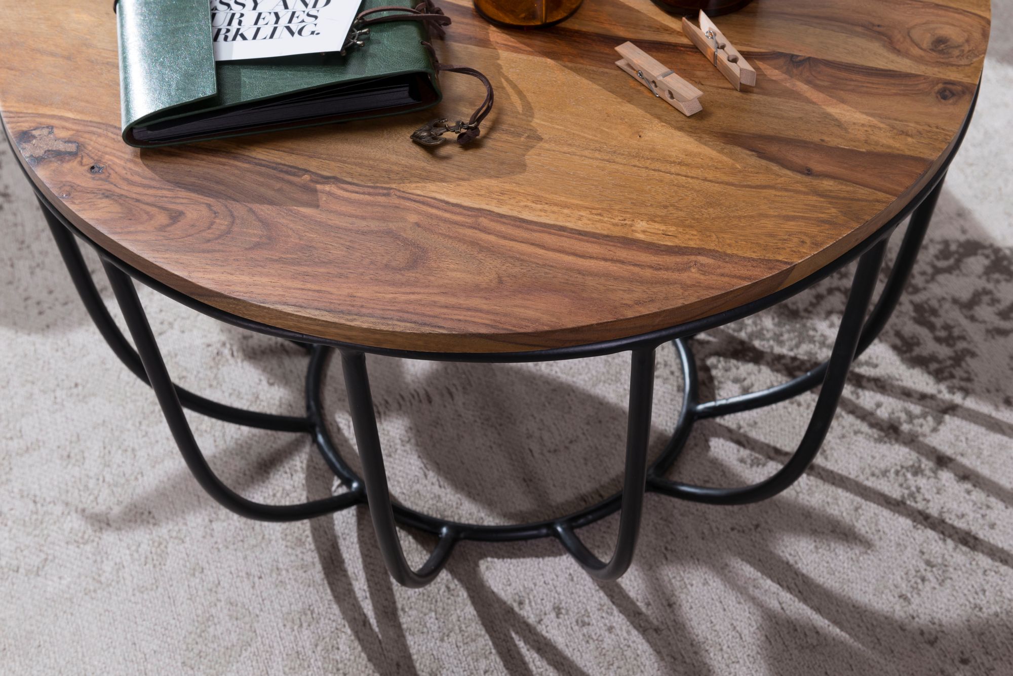 Couchtisch Gudbjerg Sheesham Massivholz Ø 60 cm