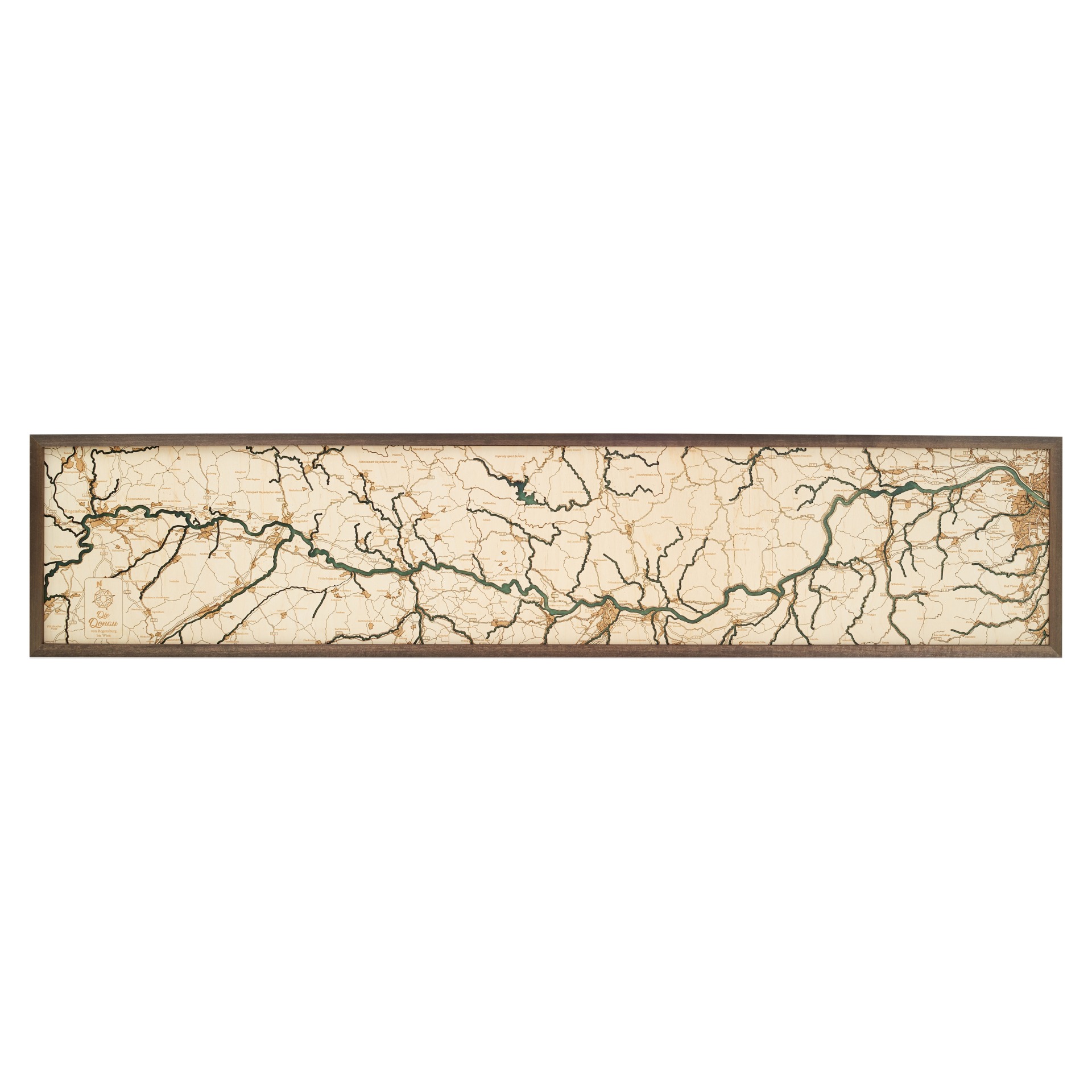 Cutting Brothers 3D Holz-Wandkarte Donau 152x30.5 cm