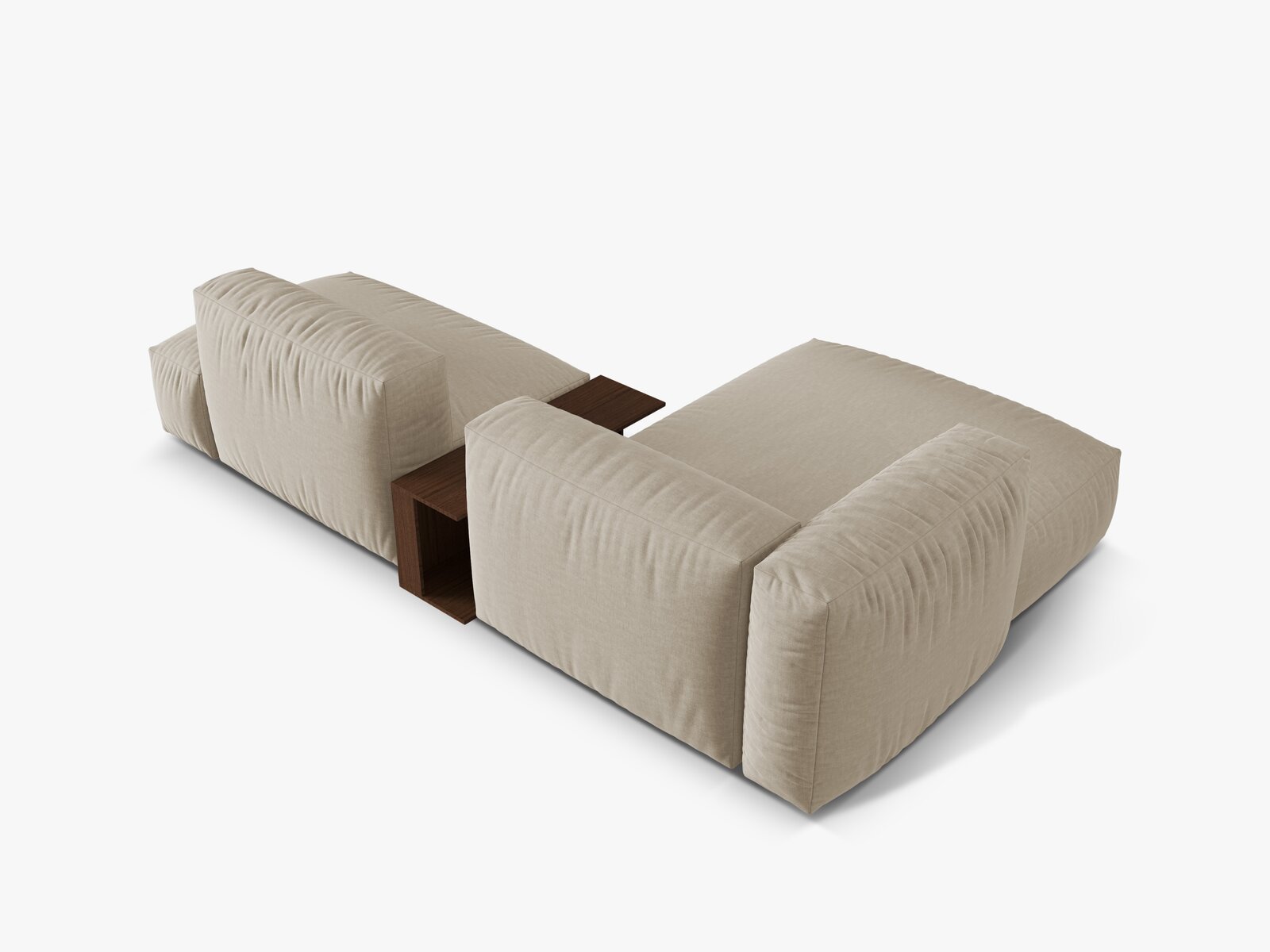 Micadoni Ecksofa Martina 2-Sitzer mit Couchtisch Links Strukturierter Stoff Helles Beige