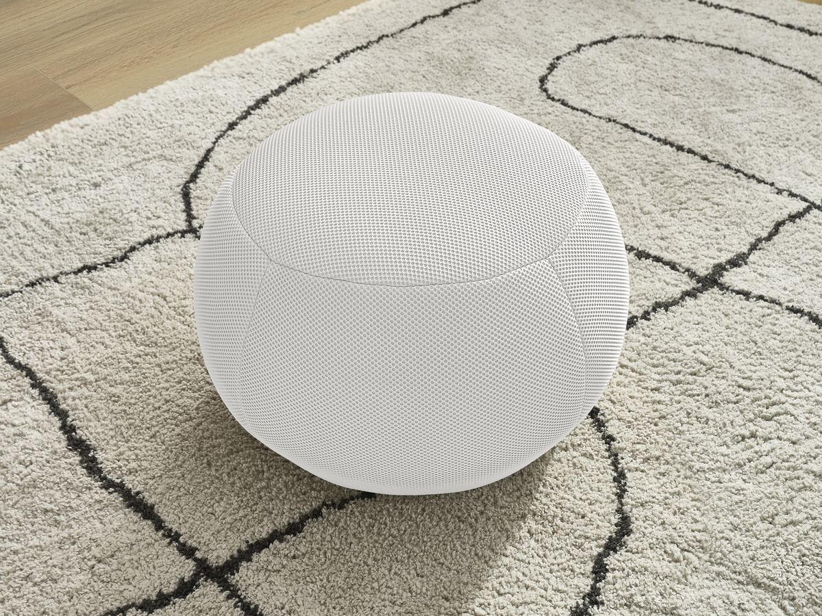 Bobochic Hayden Pouf, rund Mesh-Stoff Weiß, 60 cm