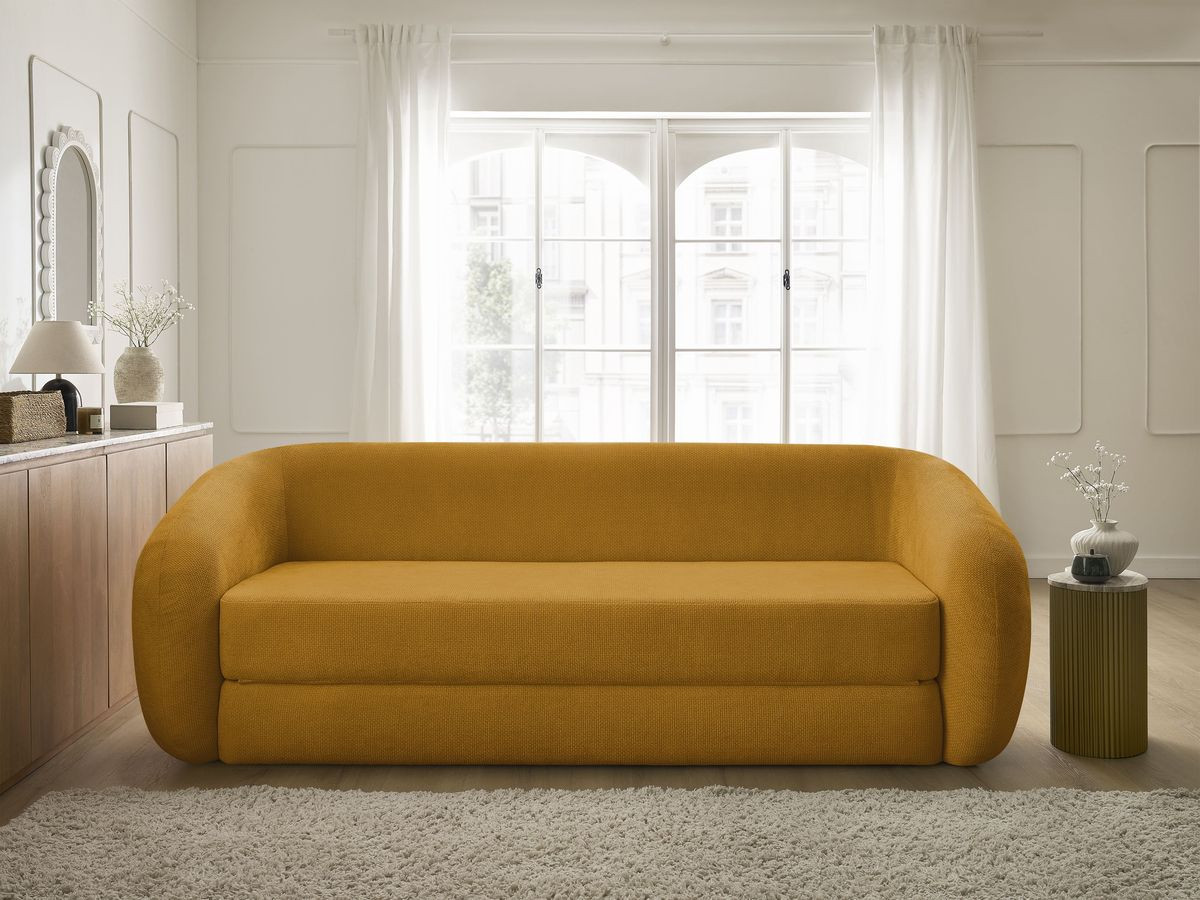 Bobochic Neyo Schlafsofa 3-Sitzer Stoff Gelb