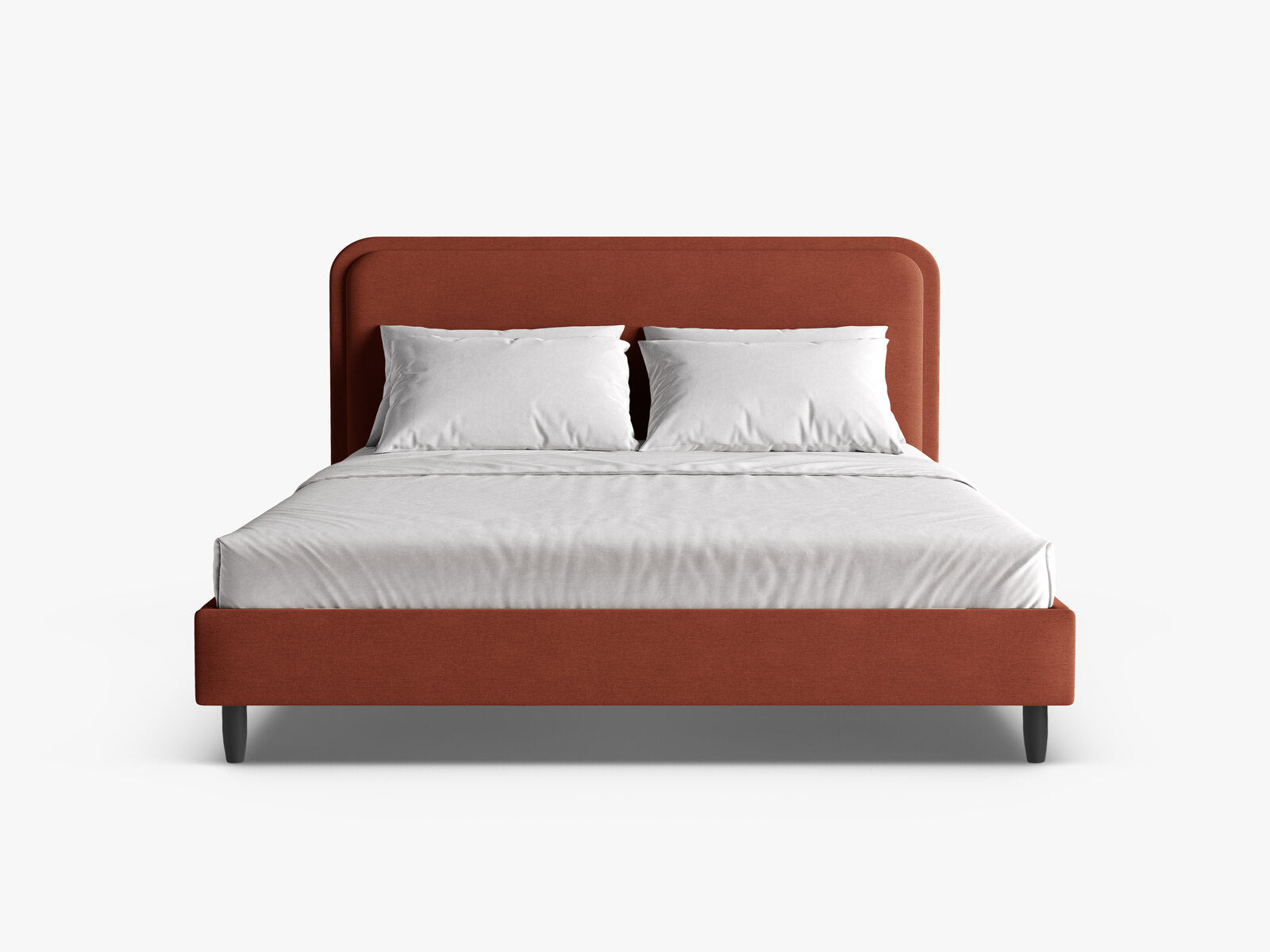 Micadoni Stauraumbett mit Kopfteil Aveline Strukturierter Stoff Wind Rotbraun 140x200