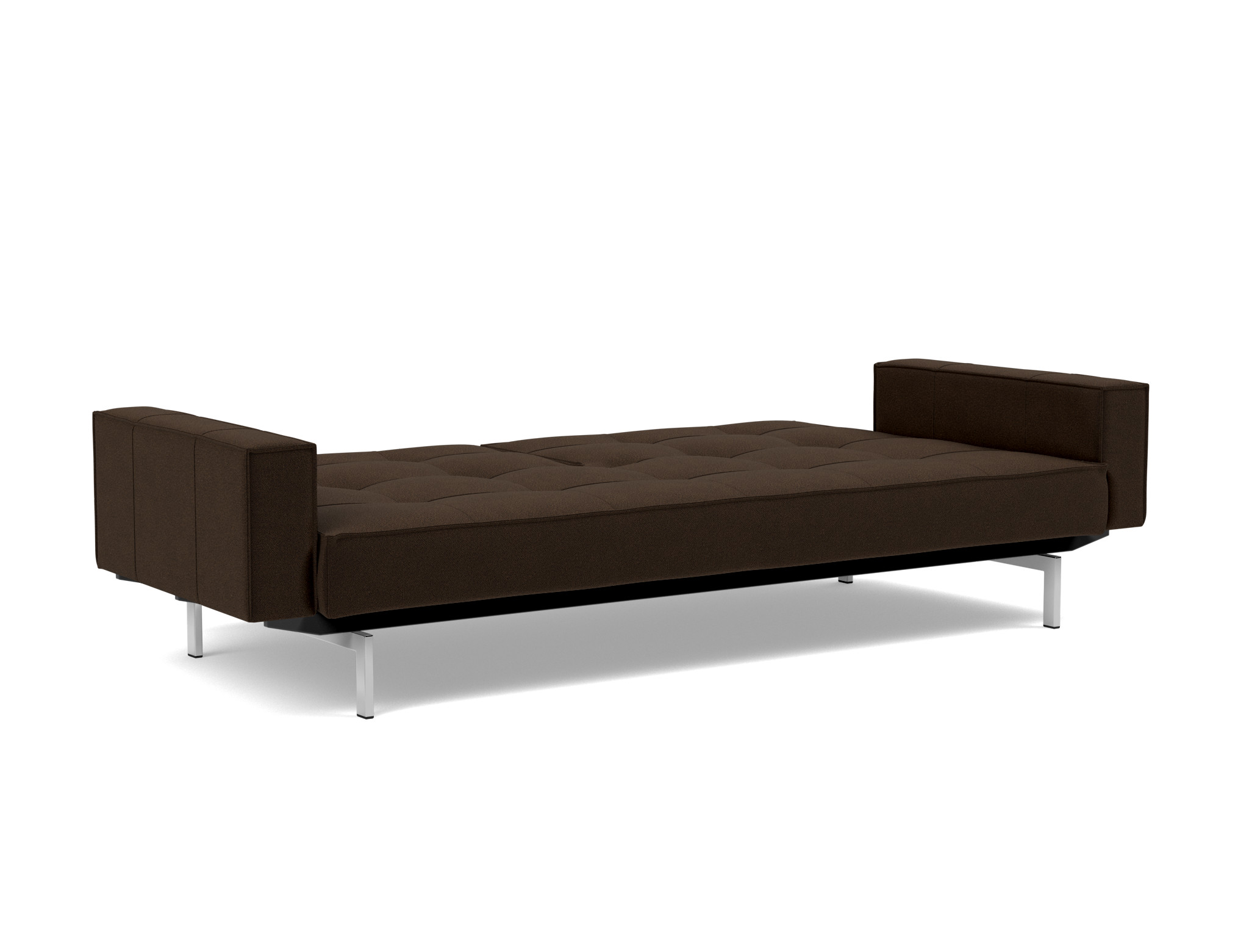 Schlafsofa Splitback mit Armlehnen Strukturierter Stoff Taura 358-Chocco Beine Chrom