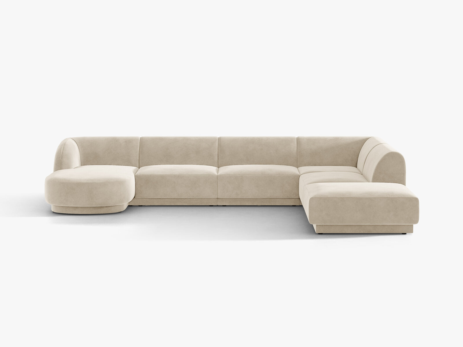 Micadoni Panorama-Ecksofa Miley 6-Sitzer Rechts Samt Bluvel Dunkelbeige