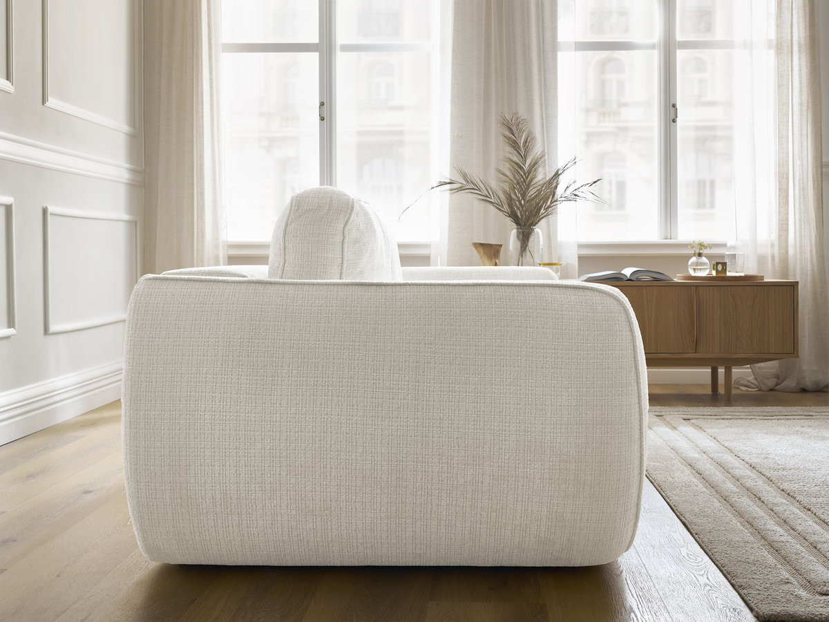 Bobochic Denise Schlafsofa 3-Sitzer mit Bettkasten Strukturstoff Weiß