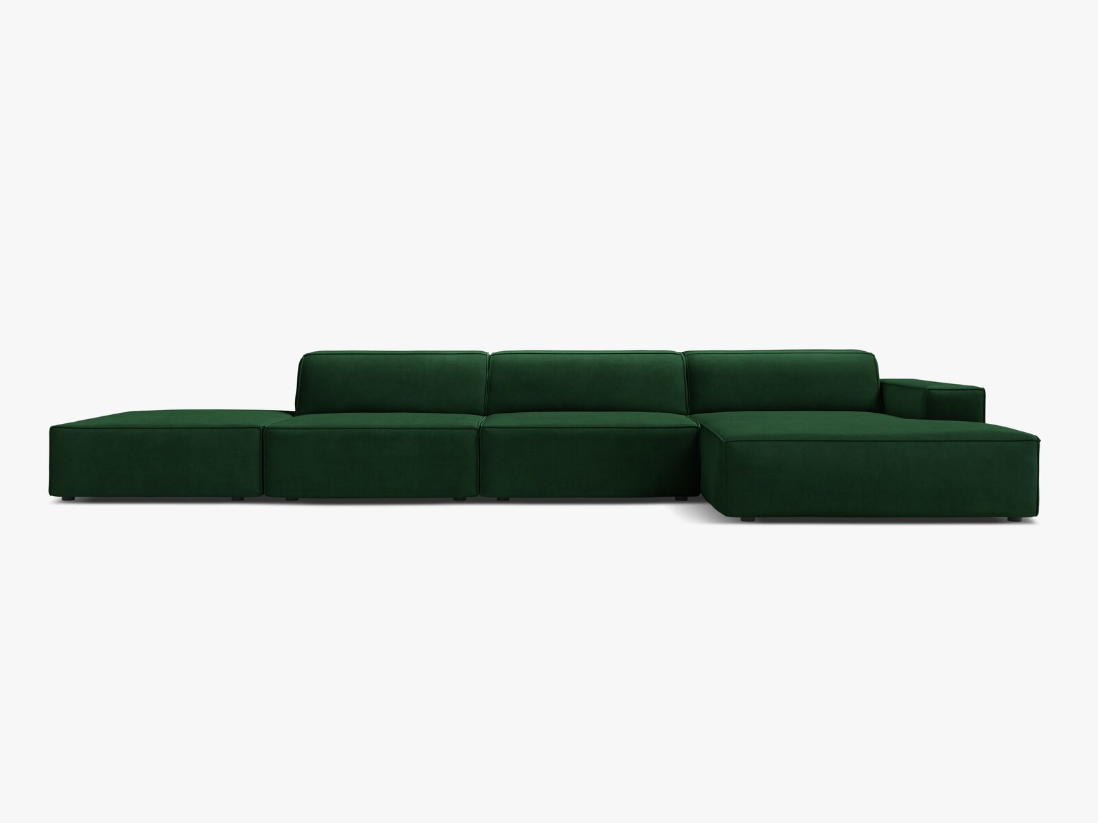 Micadoni Ecksofa Jodie 5-Sitzer Rechts Samt Bluvel Flaschengrün
