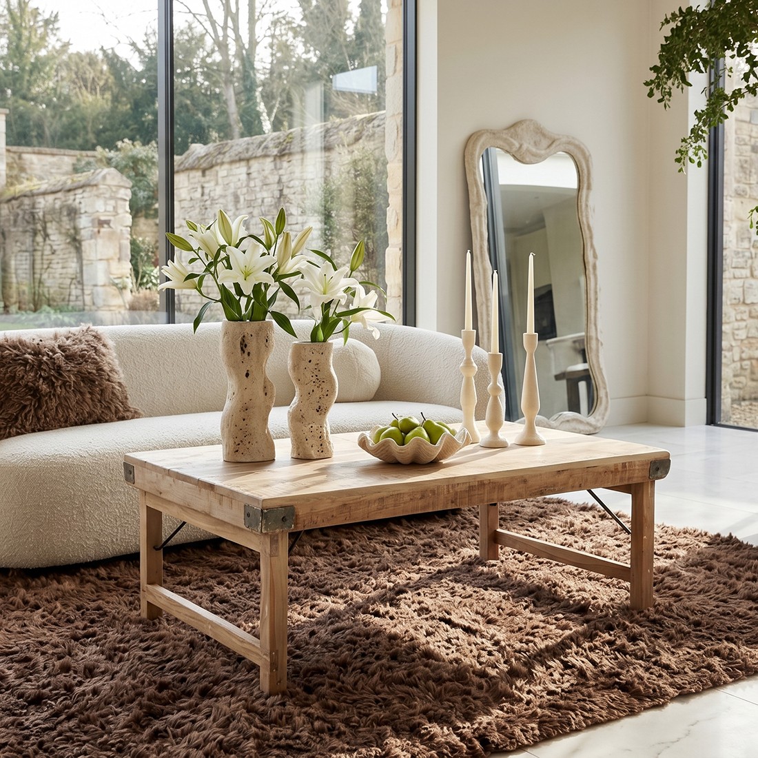 Raw Materials Klappbarer Couchtisch Limewash 120x75x45cm