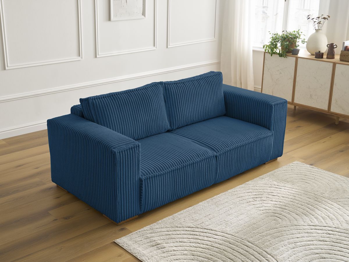 Bobochic Chelsea Sofa 2-Sitzer Breitcord weich Dunkelblau