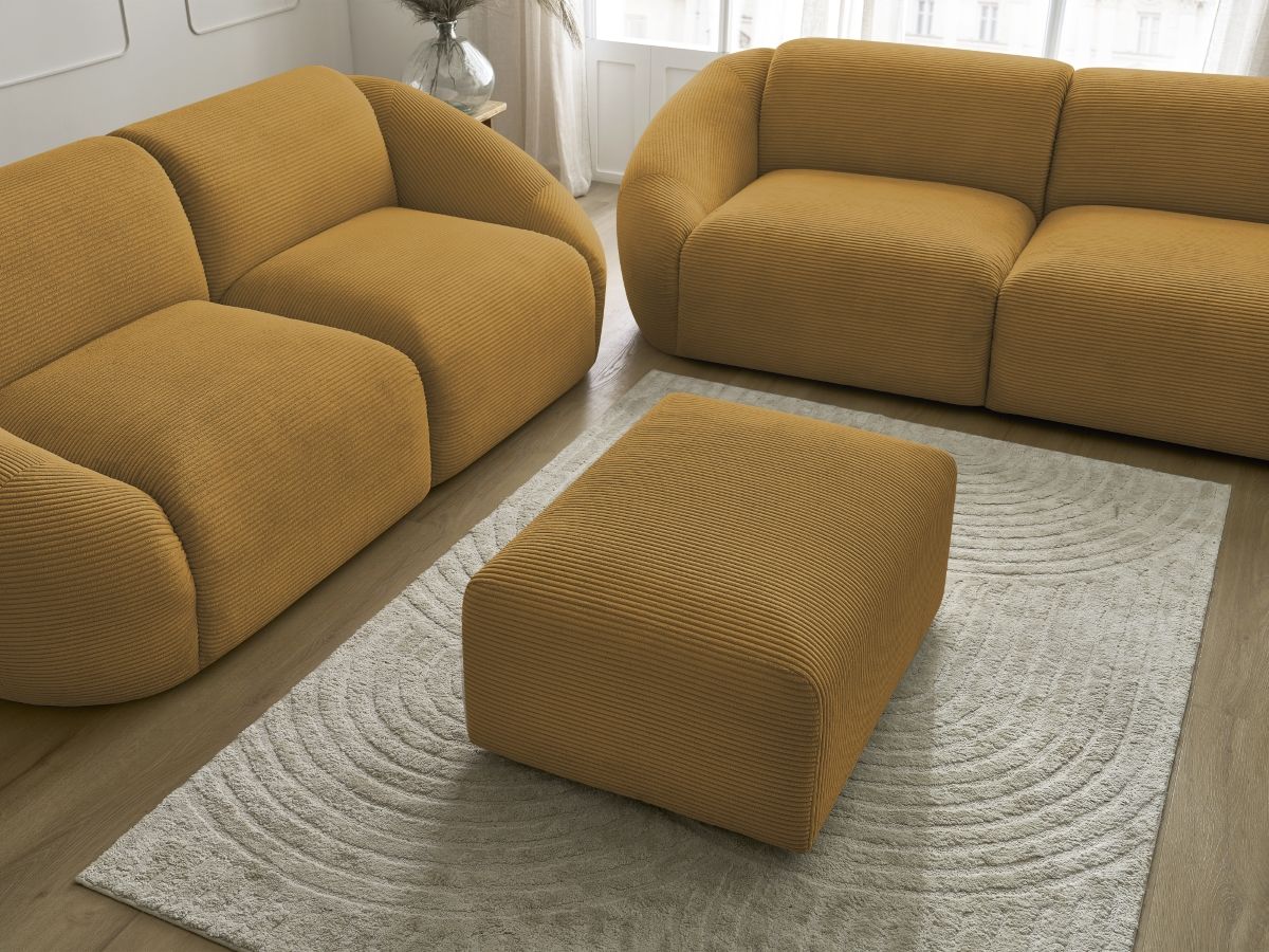 Bobochic Tina Sofa 6-Sitzer mit Pouf Cordsamt Gelb