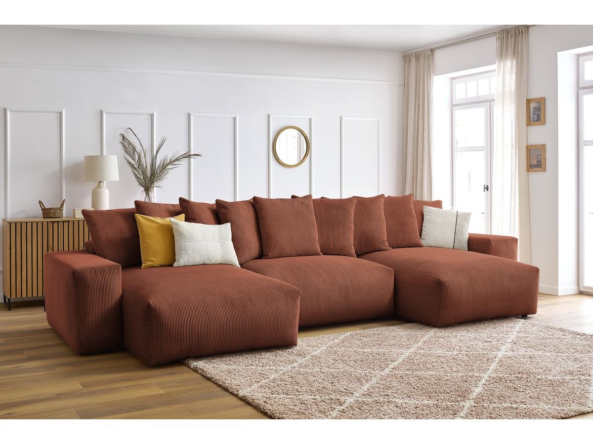 Bobochic Voltaire Wohnlandschaft 420 × 165 cm Cordsamt Orange