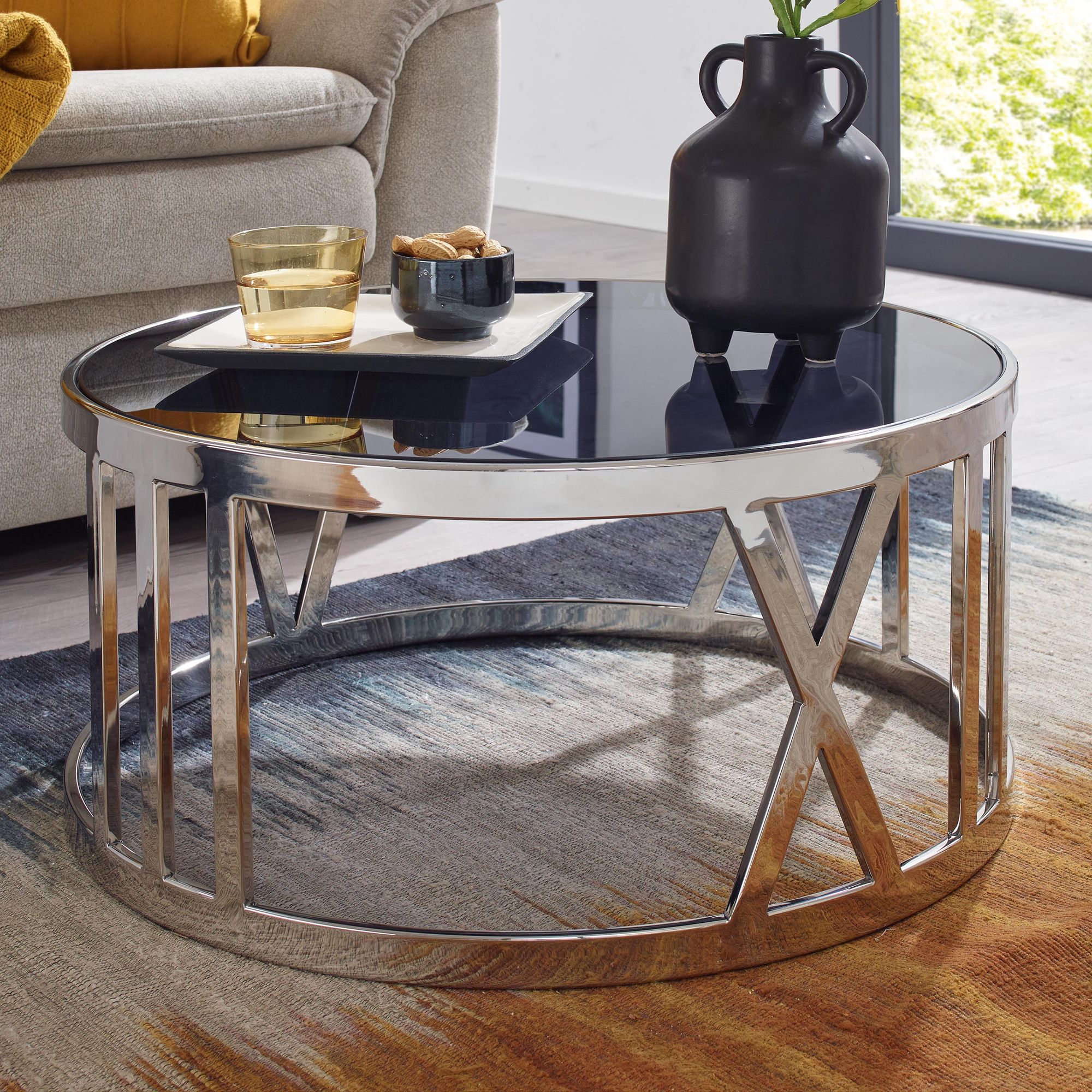 Couchtisch Vidimyri Glas Silber Ø 60 cm