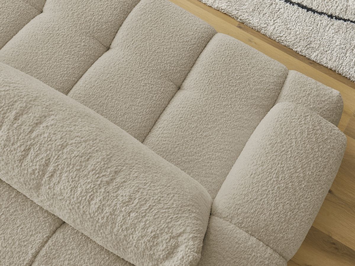Bobochic Fuji Schlafsofa 3-Sitzer mit Bettkasten Bouclé-Stoff Beige