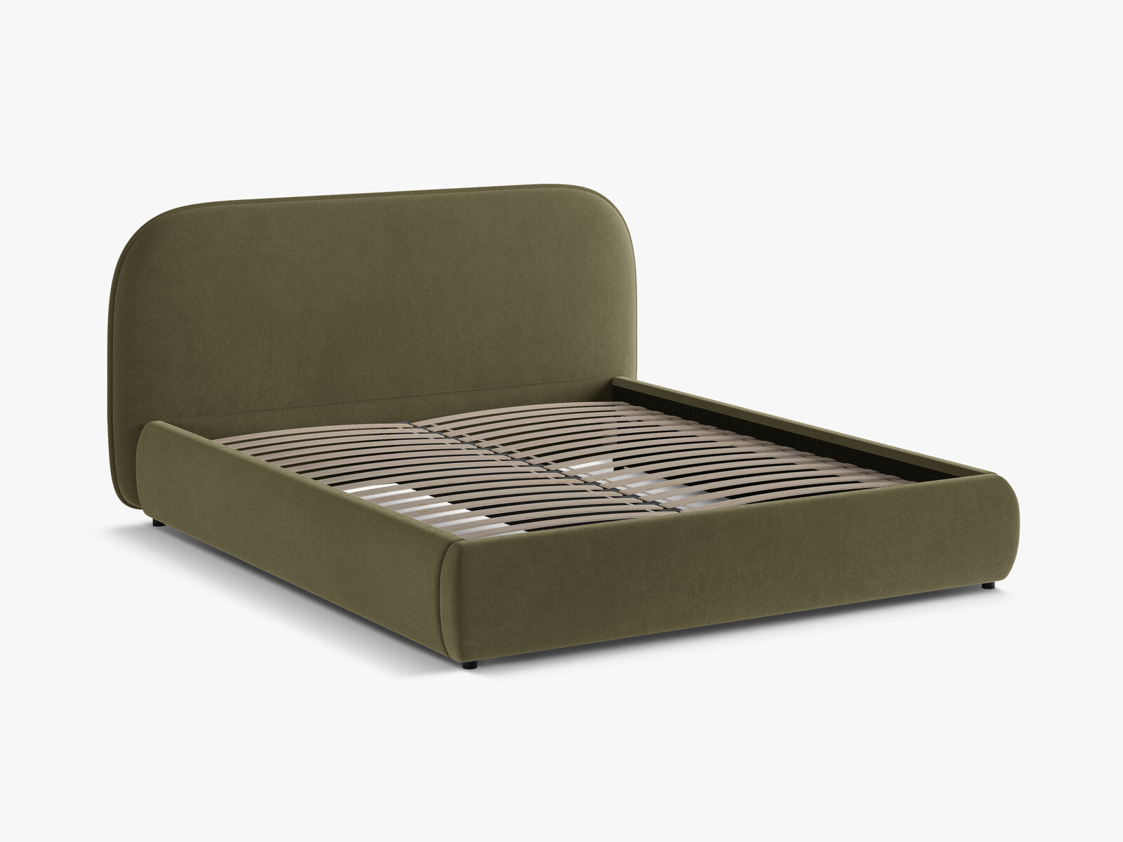 Micadoni Murada Bett mit Kopfteil Samt Salvador Grün 140x200