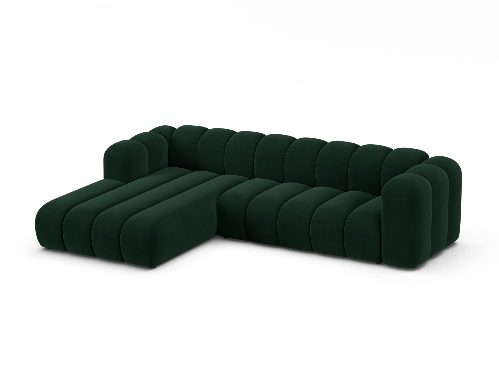 Micadoni Modulares Ecksofa Lupine 4-Sitzer Links Samt Salvador Flaschengrün