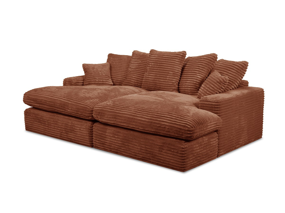 Bobochic Nevada Sofa 3-Sitzer 226 × 150 cm Breitcord weich Orange