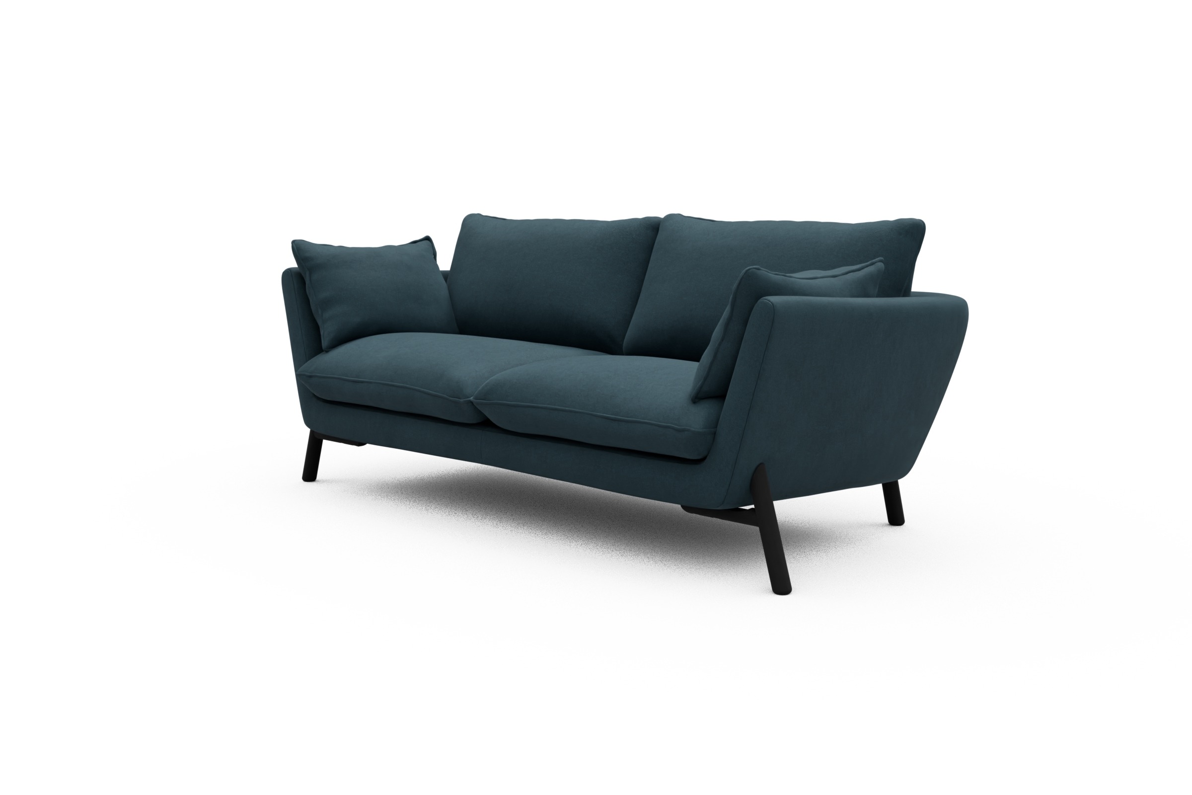 Sofa Emil 2-Sitzer Beinfarbe Eiche Schwarz Satya-Indigo