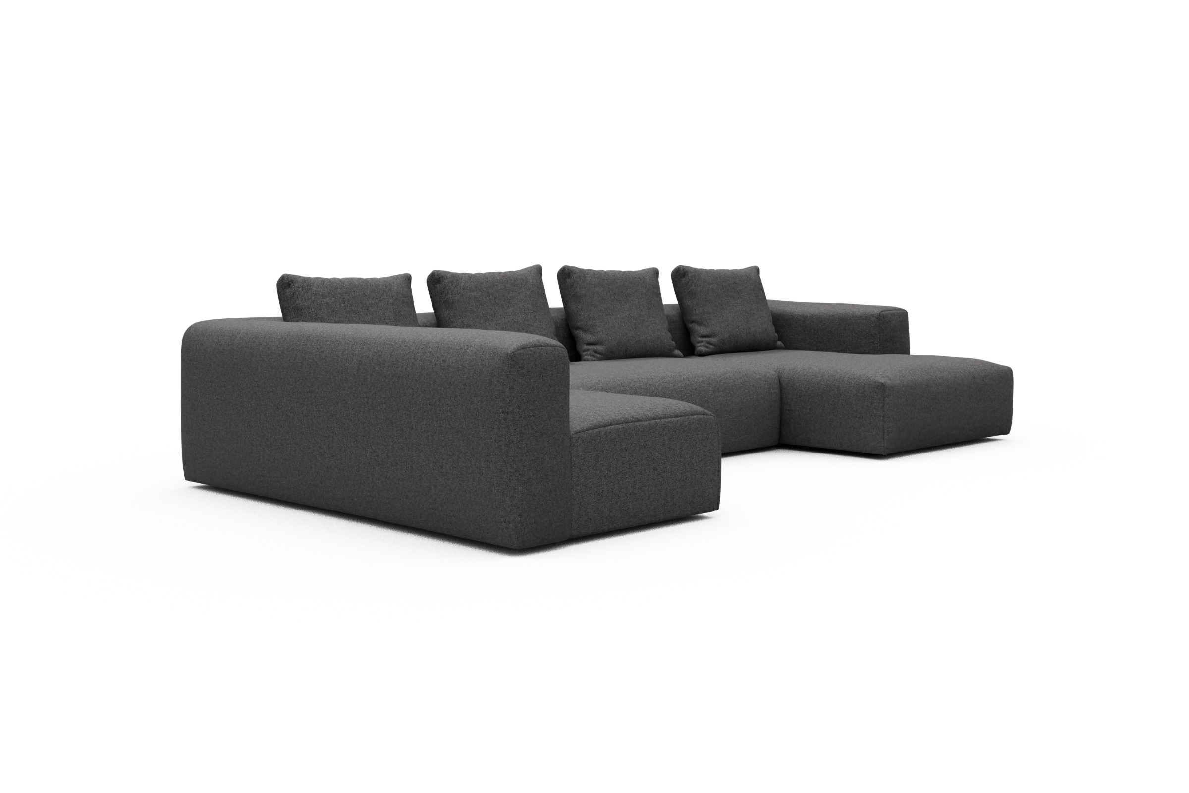 Wohnlandschaft Fred Chaiselongue rechts mit 2-Sitzer und lange Armlehne links Sama-Antracite