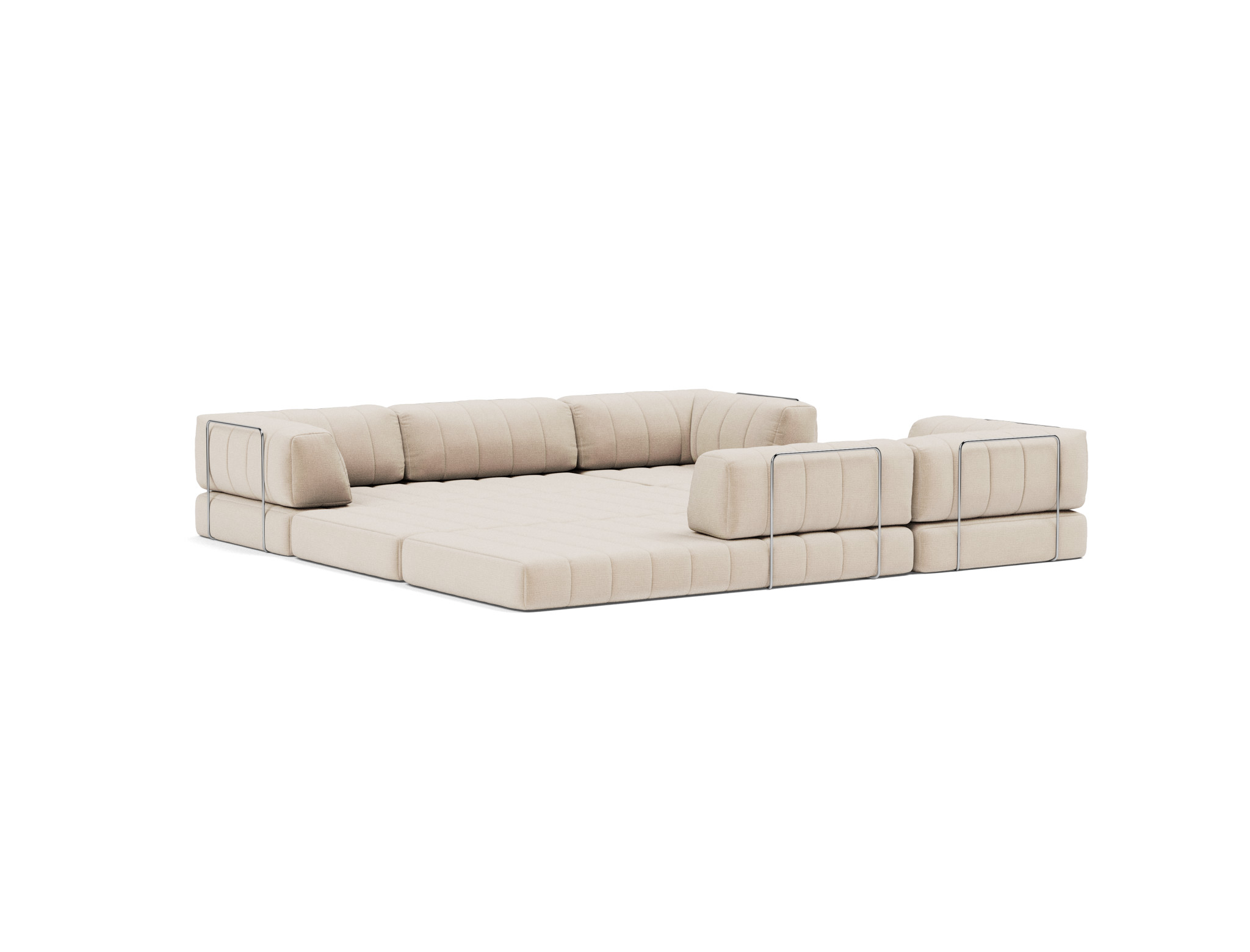 Eck-Schlafsofa CozyPad mit Armlehnen Chenille Esina 410-Almond-Beige