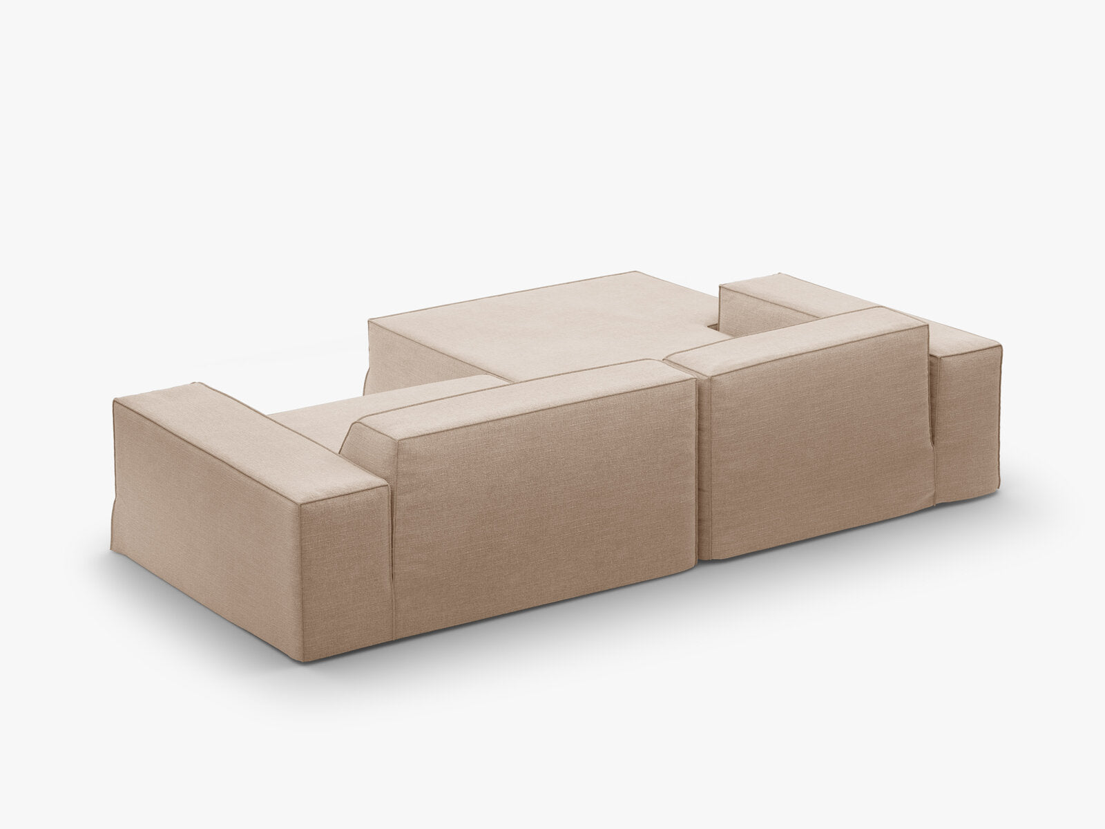 Micadoni Ecksofa Jodie 3-Sitzer Links Strukturierter Stoff Lins Sand