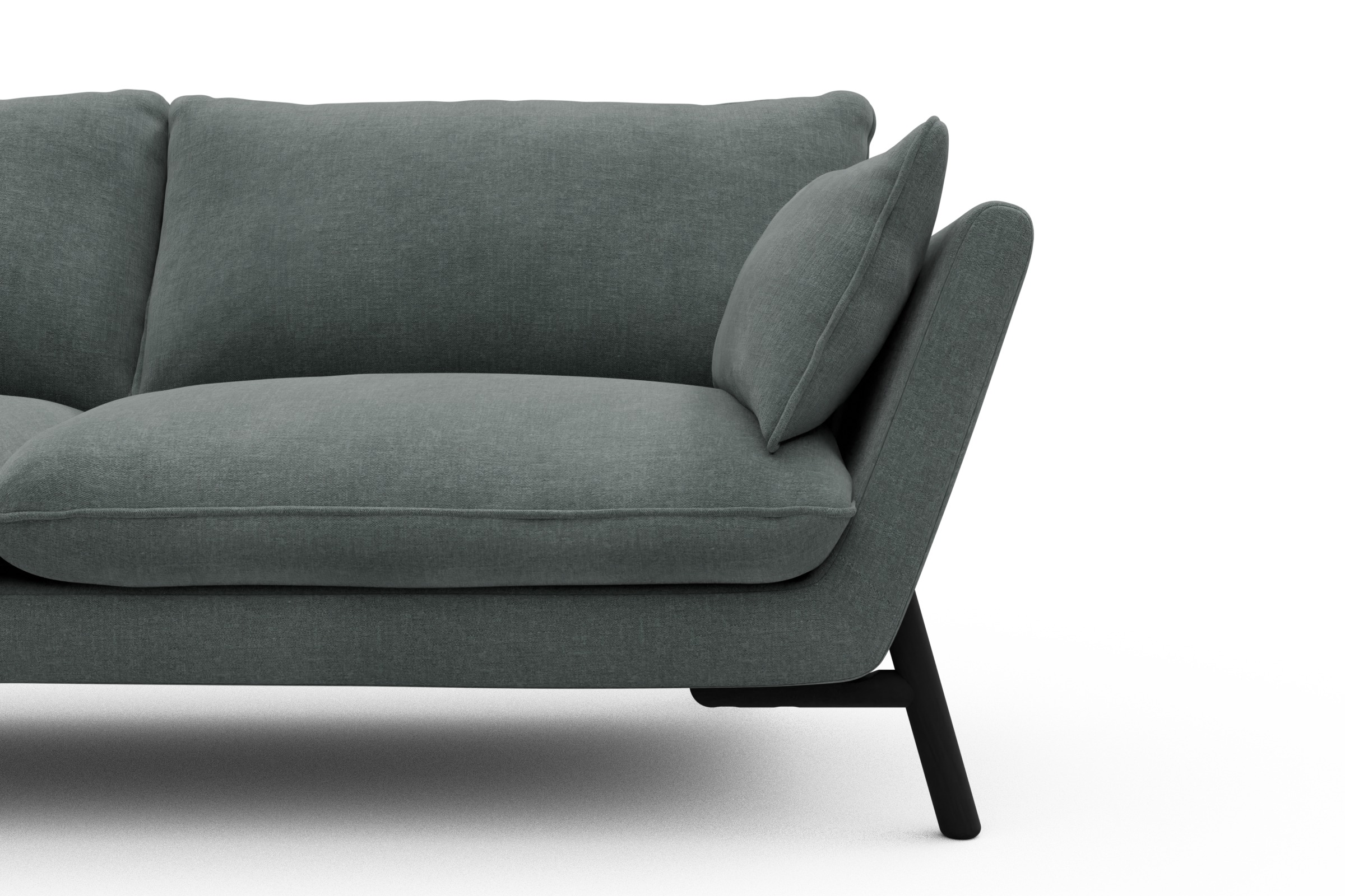 Sofa Emil 3-Sitzer Beinfarbe Eiche Schwarz Smooth-Silver-Grey