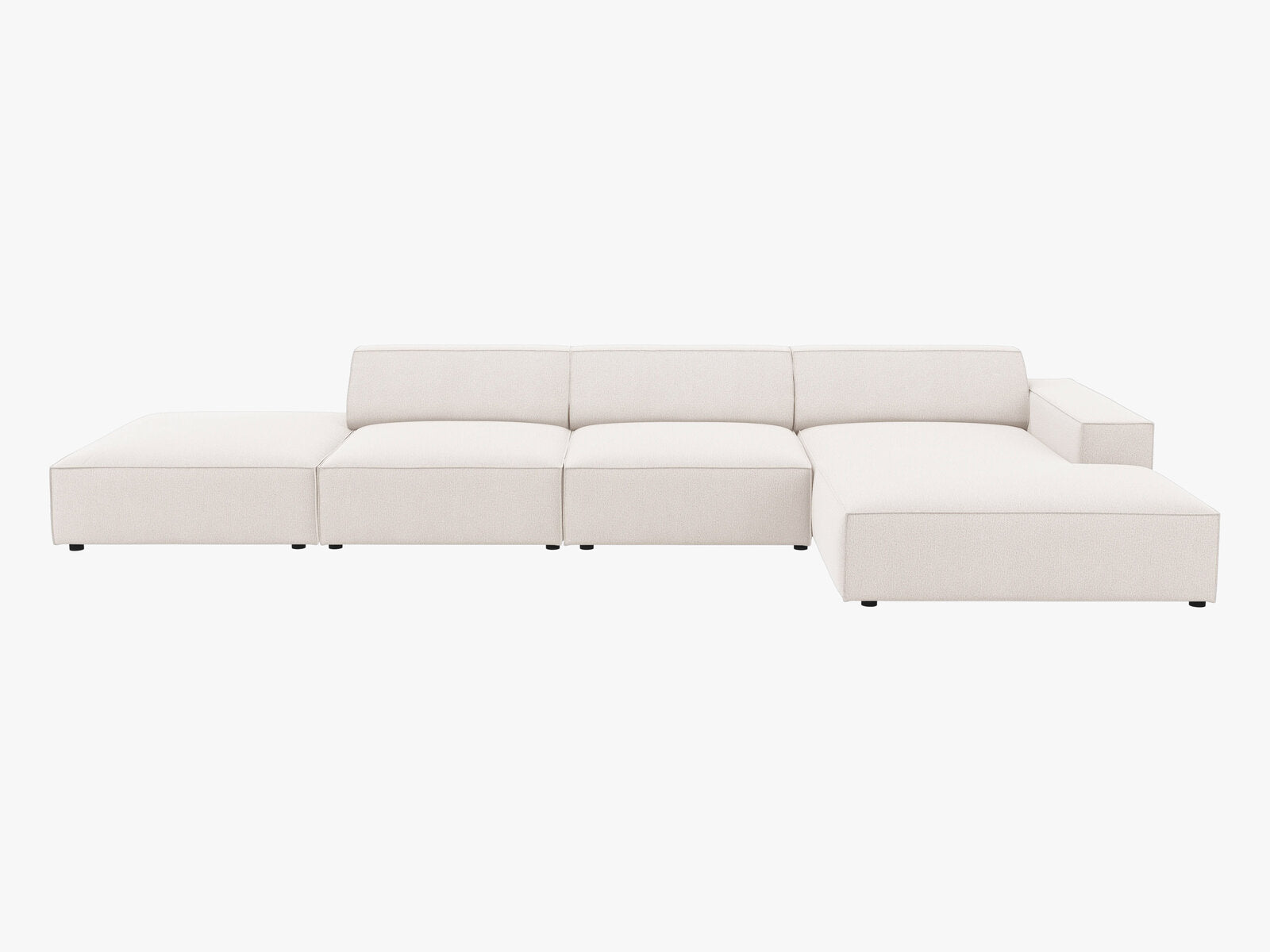 Micadoni Ecksofa Jodie 5-Sitzer Rechts Strukturierter Stoff Megan Helles Beige