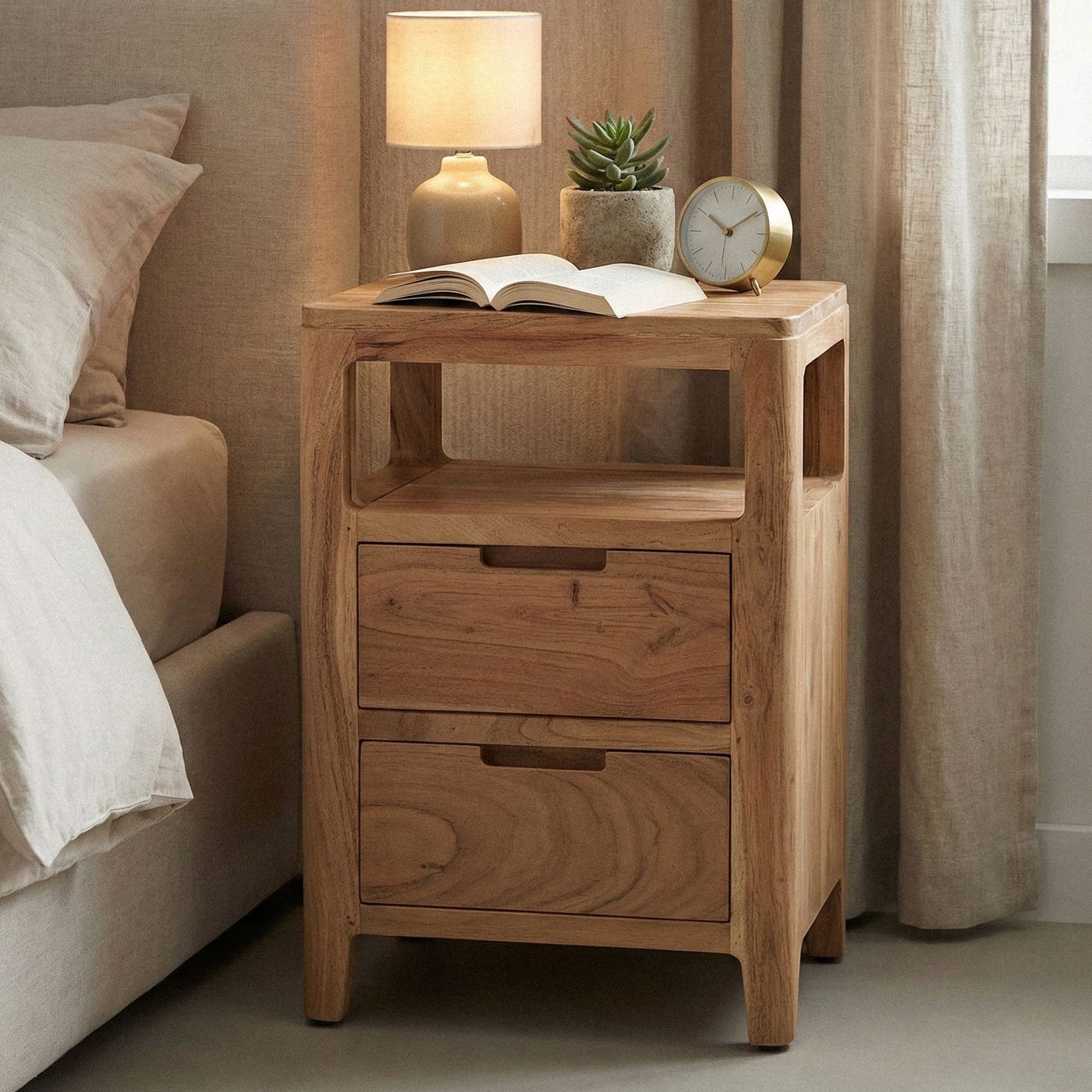 Nachttisch Sletta Akazie Massivholz 40 × 30 × 60 cm