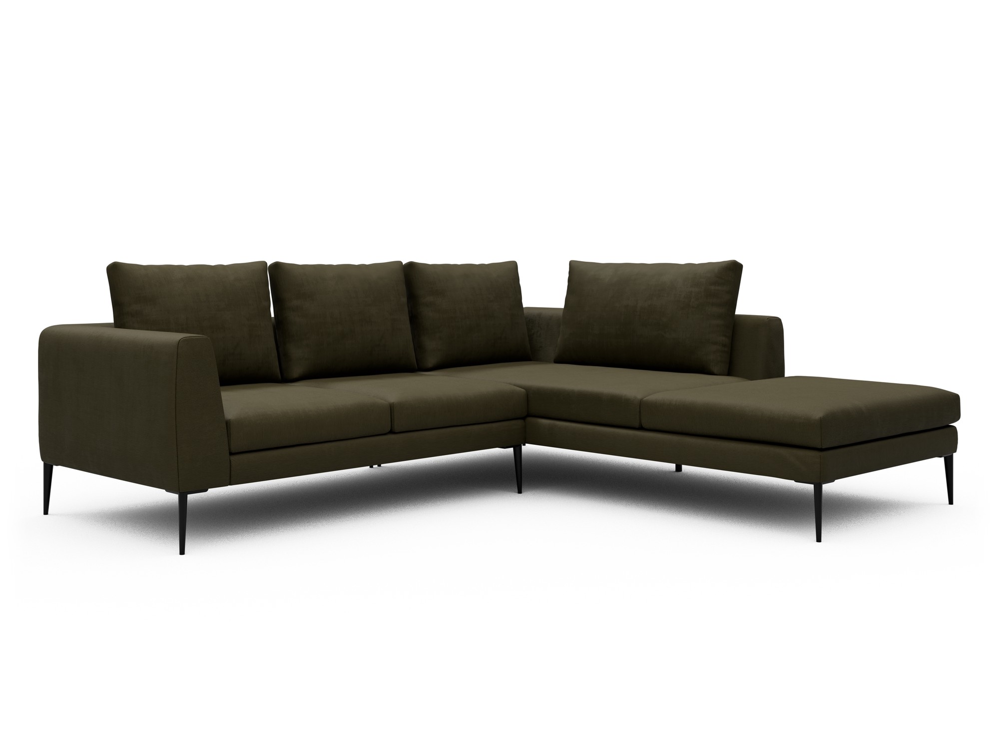 Skandi Home Ecksofa Paul Relax-Ecke rechts mit 2-Sitzer Cordufine-Pine-Green moebelfaktor