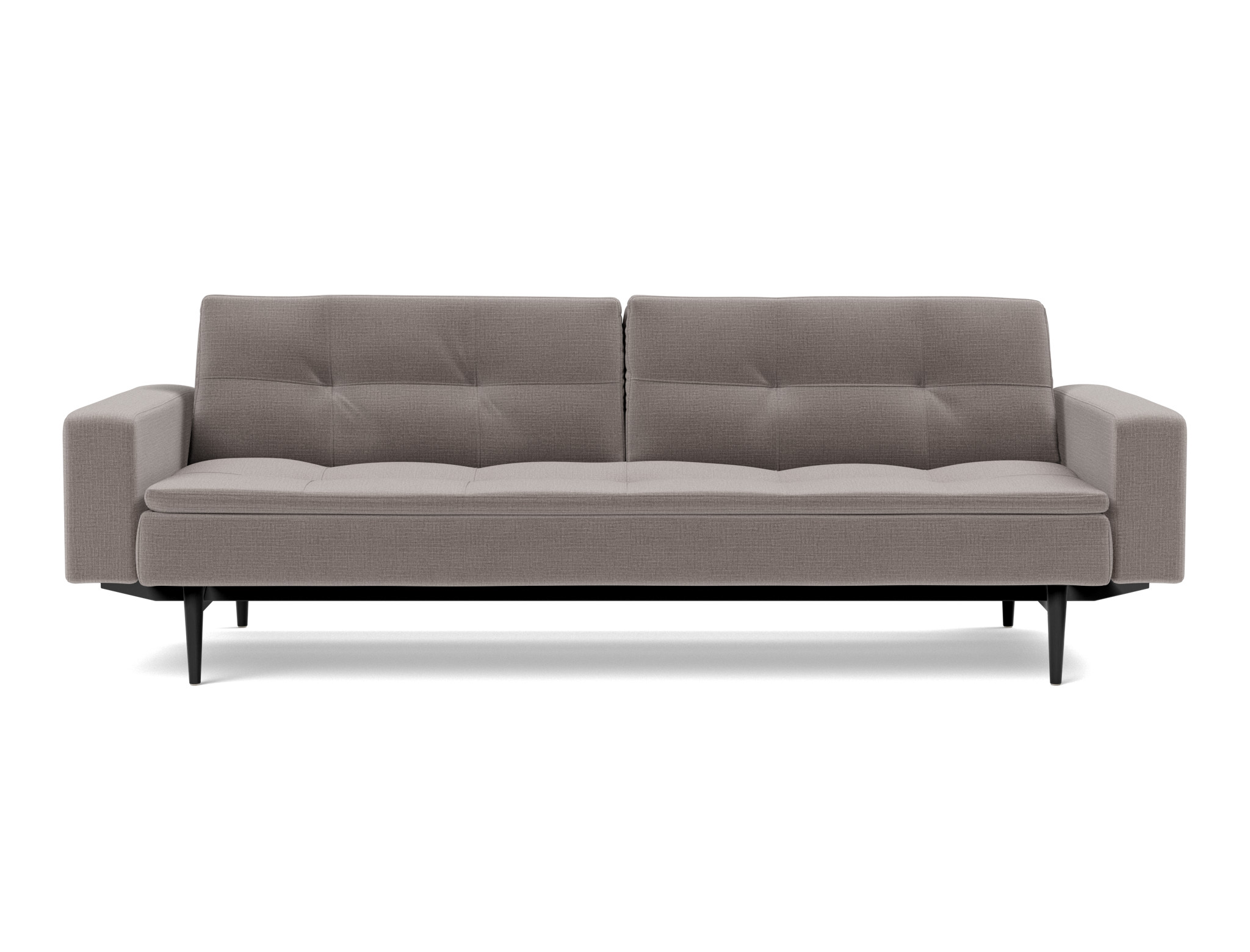 Schlafsofa Dublexo mit Armlehnen Chenille Esina 418-Truffle Beine Styletto Eiche schwarz