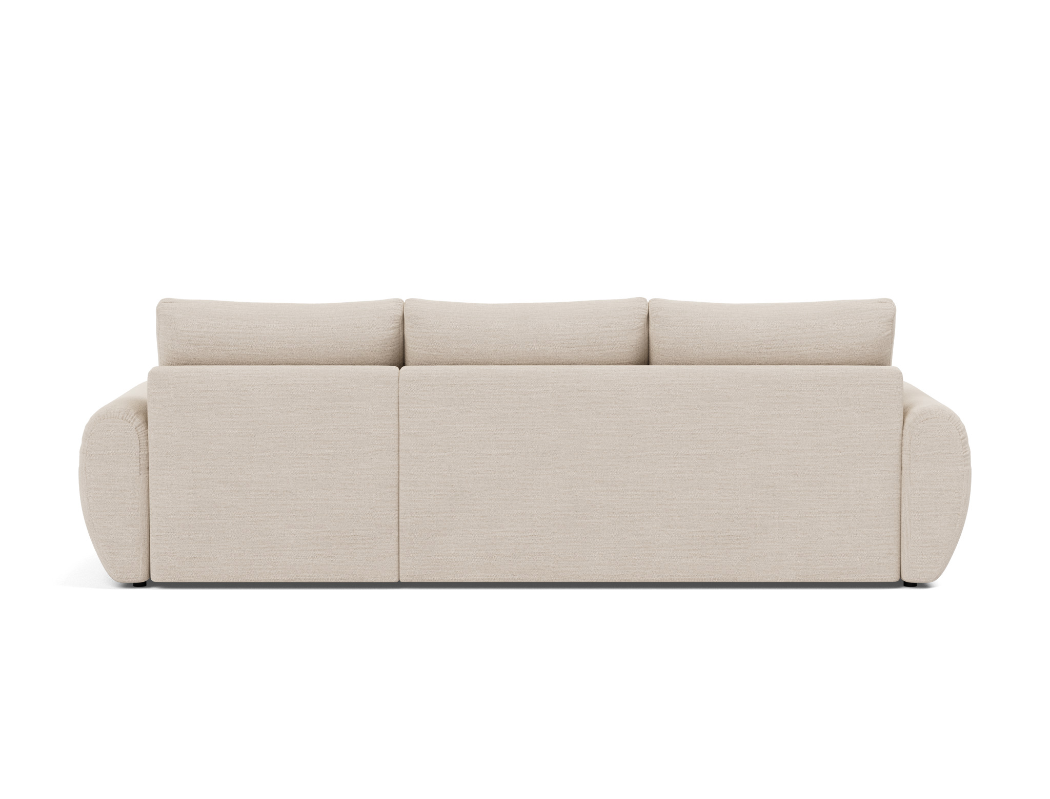 Schlafsofa Norum mit Chaiselongue und Curve-Armlehnen Webstoff Blida 612-Sand-Grey
