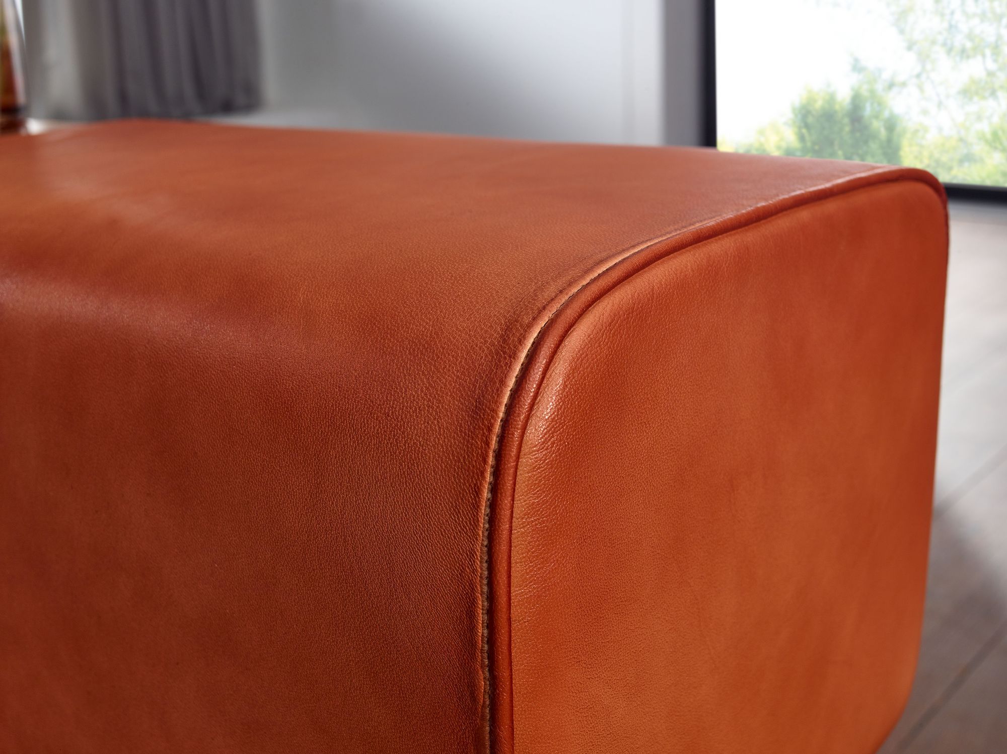 Sitzbank Hoffell Echtleder Braun 120 × 30 × 56 cm