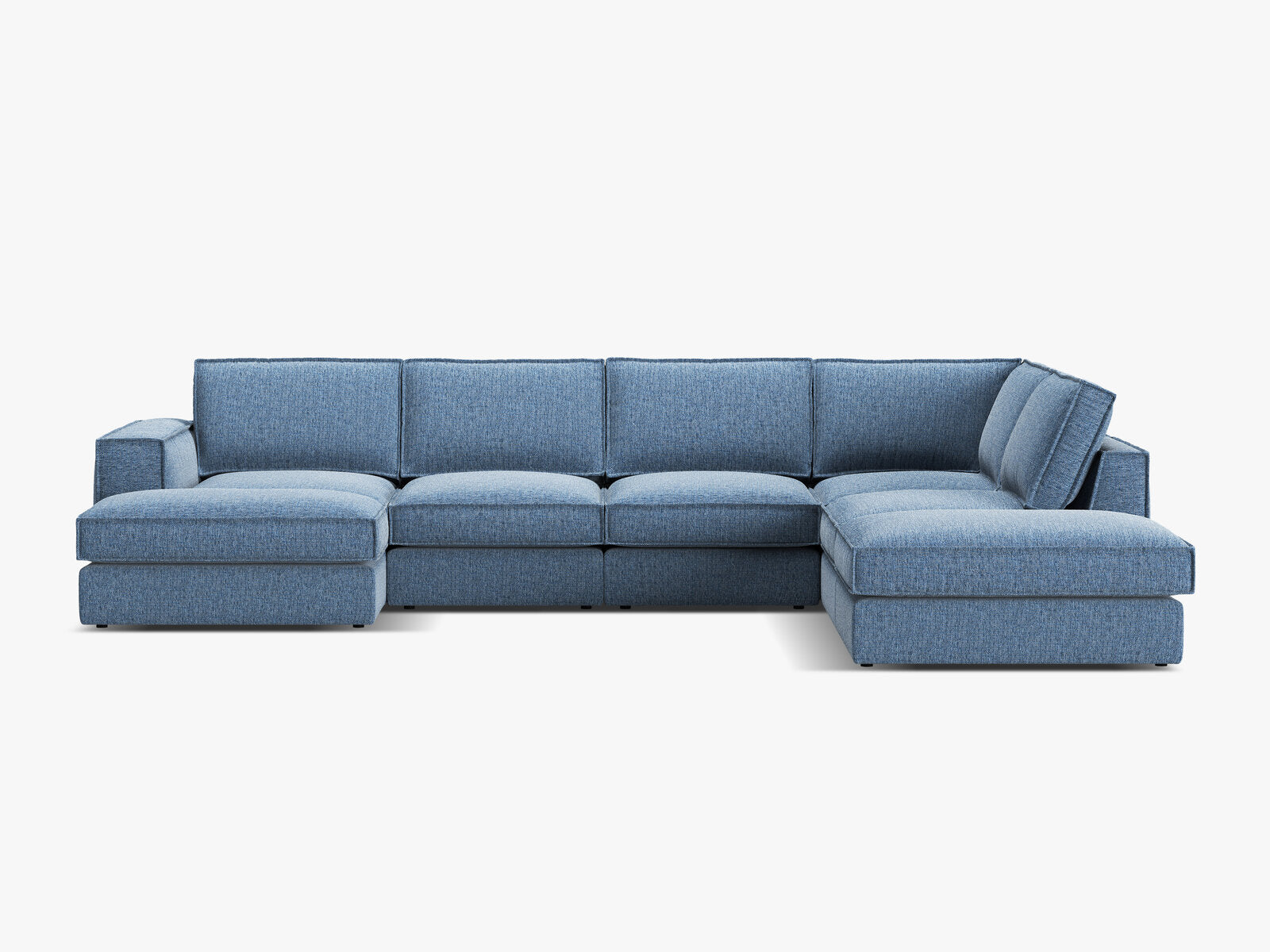 Micadoni modulares Panorama Ecksofa Pola 5-Sitzer Rechts Strukturierter Stoff Babel Dunkelblau