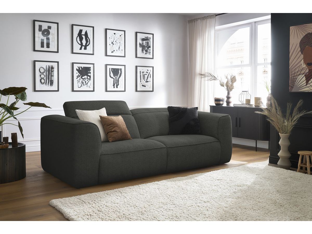 Bobochic William Sofa 3-Sitzer Melange-Stoff Dunkelgrau