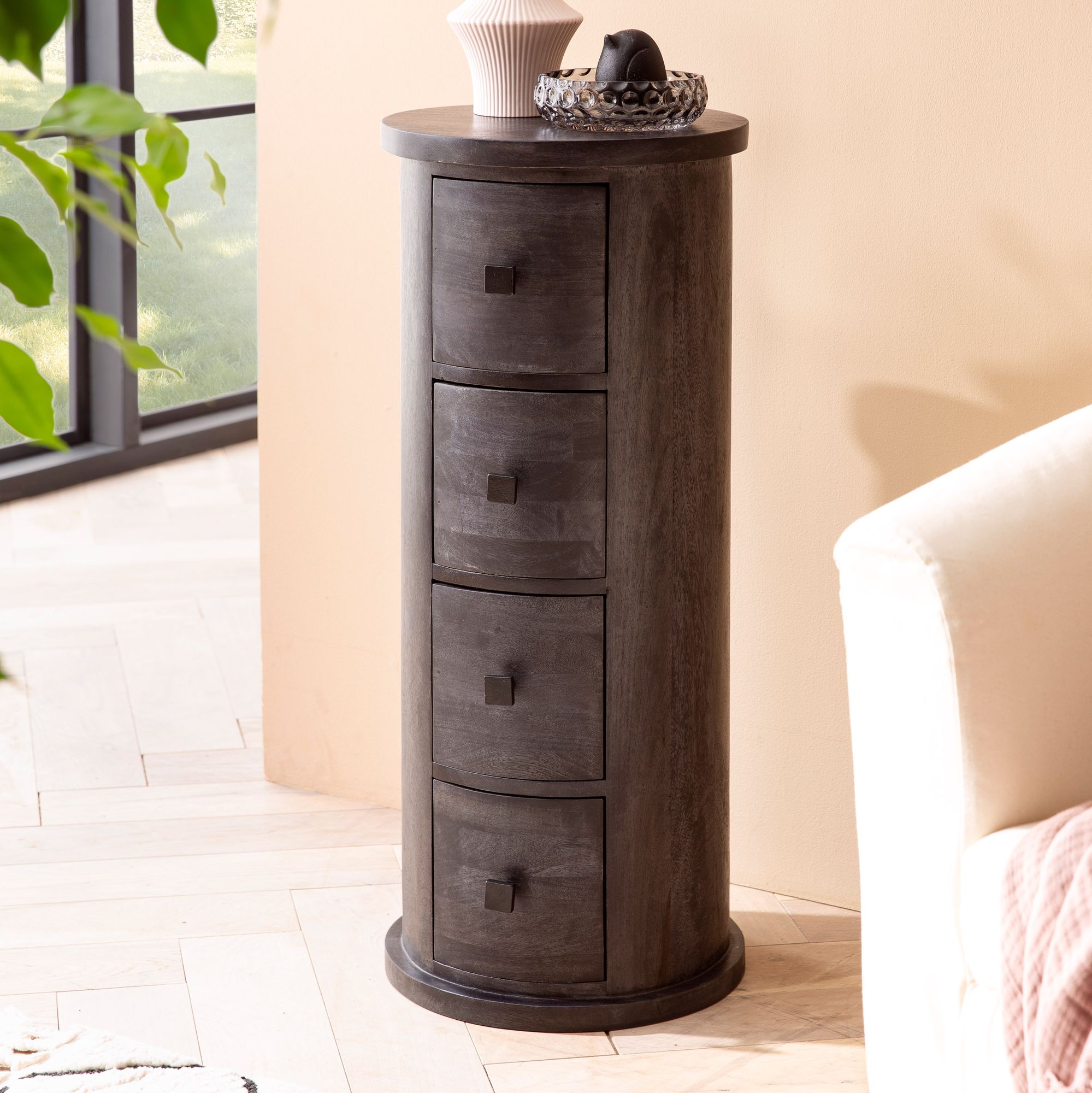 Sideboard Sunndal Massivholz Schwarz 34 × 34 × 85 cm