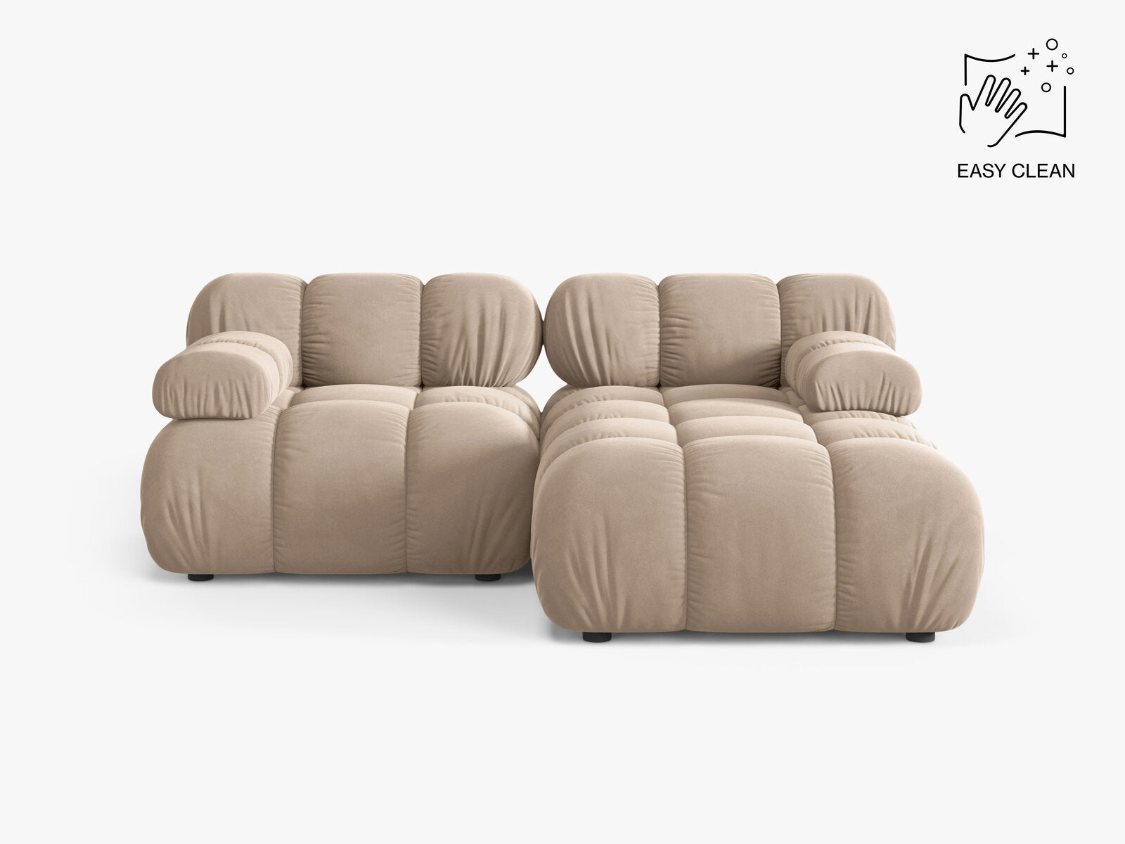 Micadoni Modulares Ecksofa Bellis 3-Sitzer Rechts Samt Venus Beige