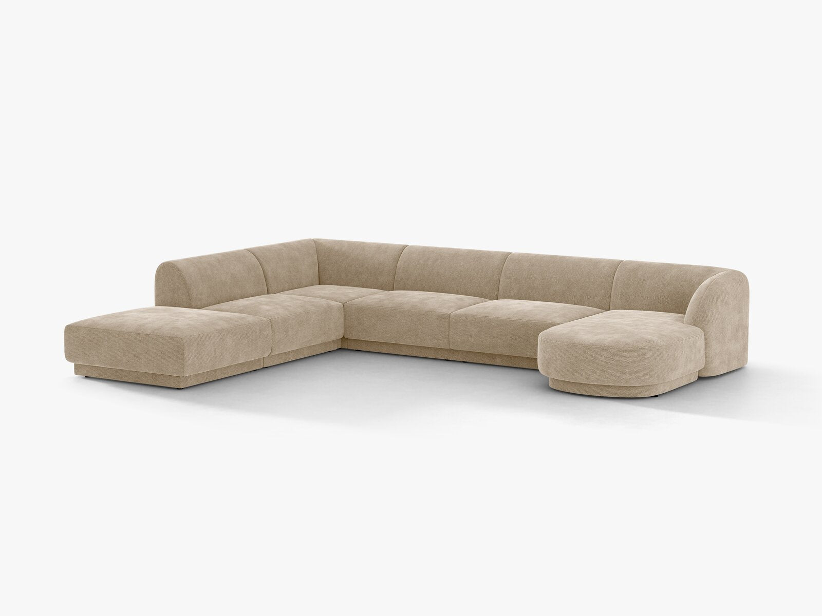 Micadoni Panorama-Ecksofa Miley 6-Sitzer Links Chenille Eden Beige