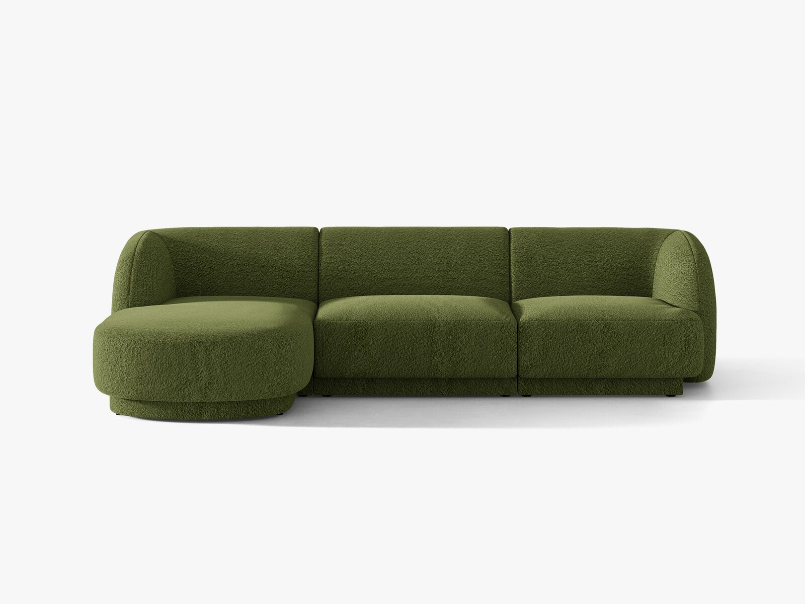 Micadoni Ecksofa Miley 4-Sitzer Links Boucle Baloo Dunkel-Olivgrün