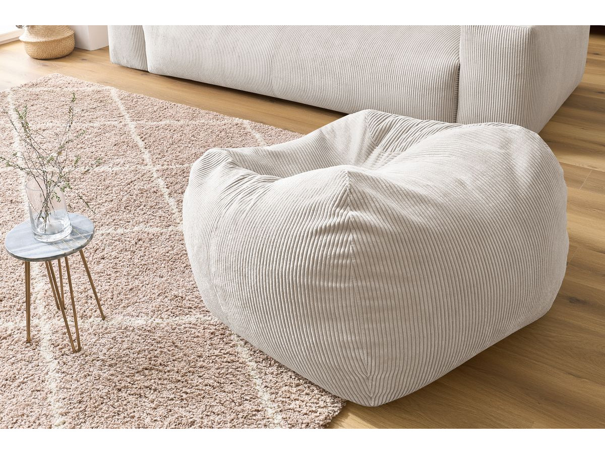 Bobochic Voltaire Sofa 4-Sitzer mit Pouf 280 × 124 cm Cordsamt Beige