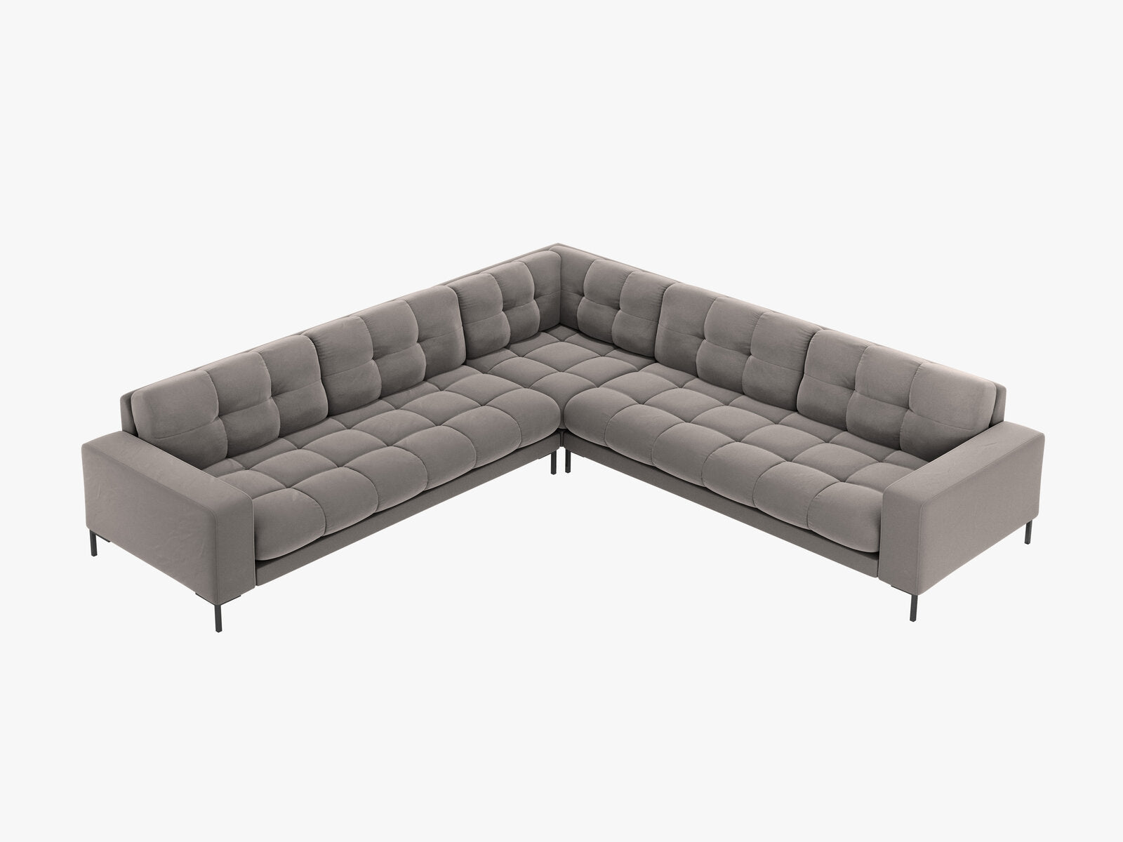 Micadoni Symmetrisches Ecksofa Mamaia 6-Sitzer Samt Bluvel Hellgrau schwarze Beine