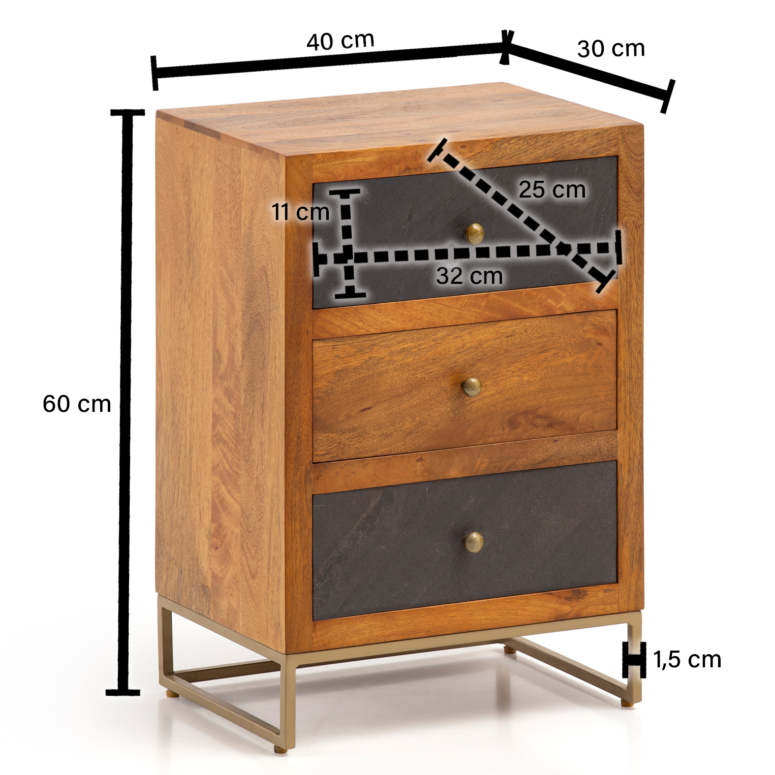 Nachttisch Blomvag Massivholz Braun 40 × 30 × 60 cm