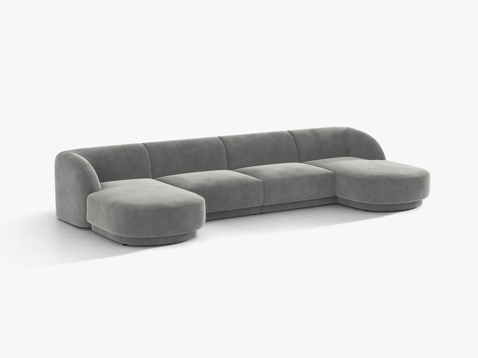 Micadoni Panorama-Sofa Miley 5-Sitzer Samt Venus Hellgrau