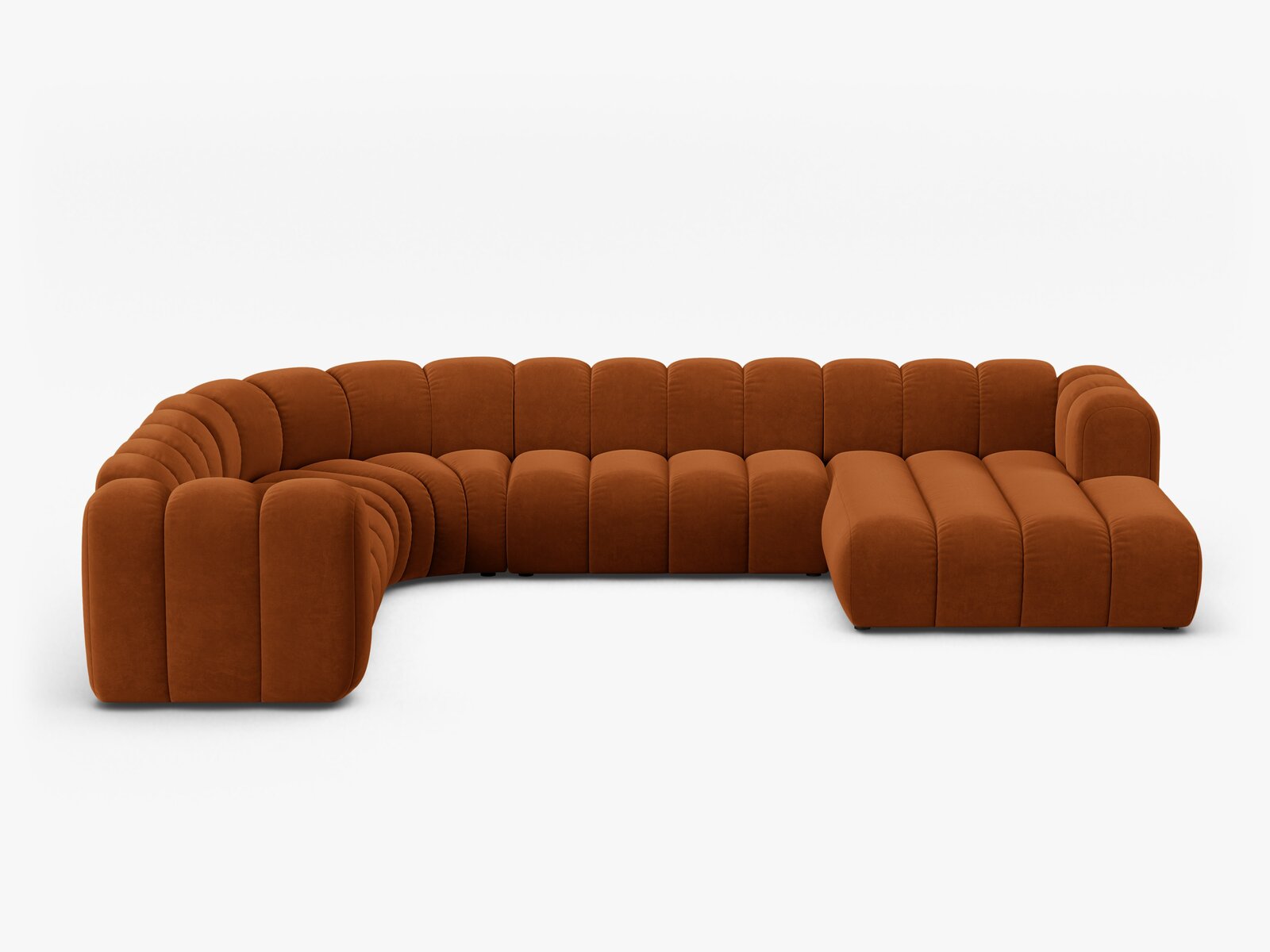 Micadoni Modulares Panorama Ecksofa Lupine 6-Sitzer Links Samt Salvador Terrakotta