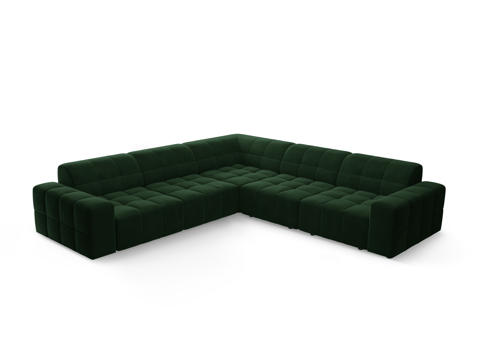 Cosmopolitan Design Symmetrisches Ecksofa Chicago 4-Sitzer Samt Bluvel Flaschengrün