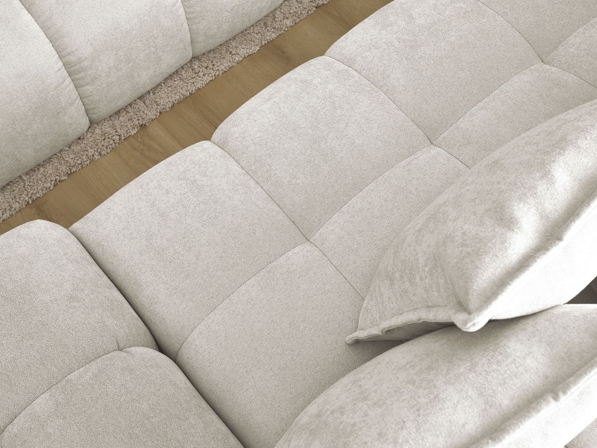 Bobochic Everest Ecksofa mit Schlaffunktion und Bettkasten 318 × 180 cm, 7 Kissen Strukturstoff Weiß Ecke links