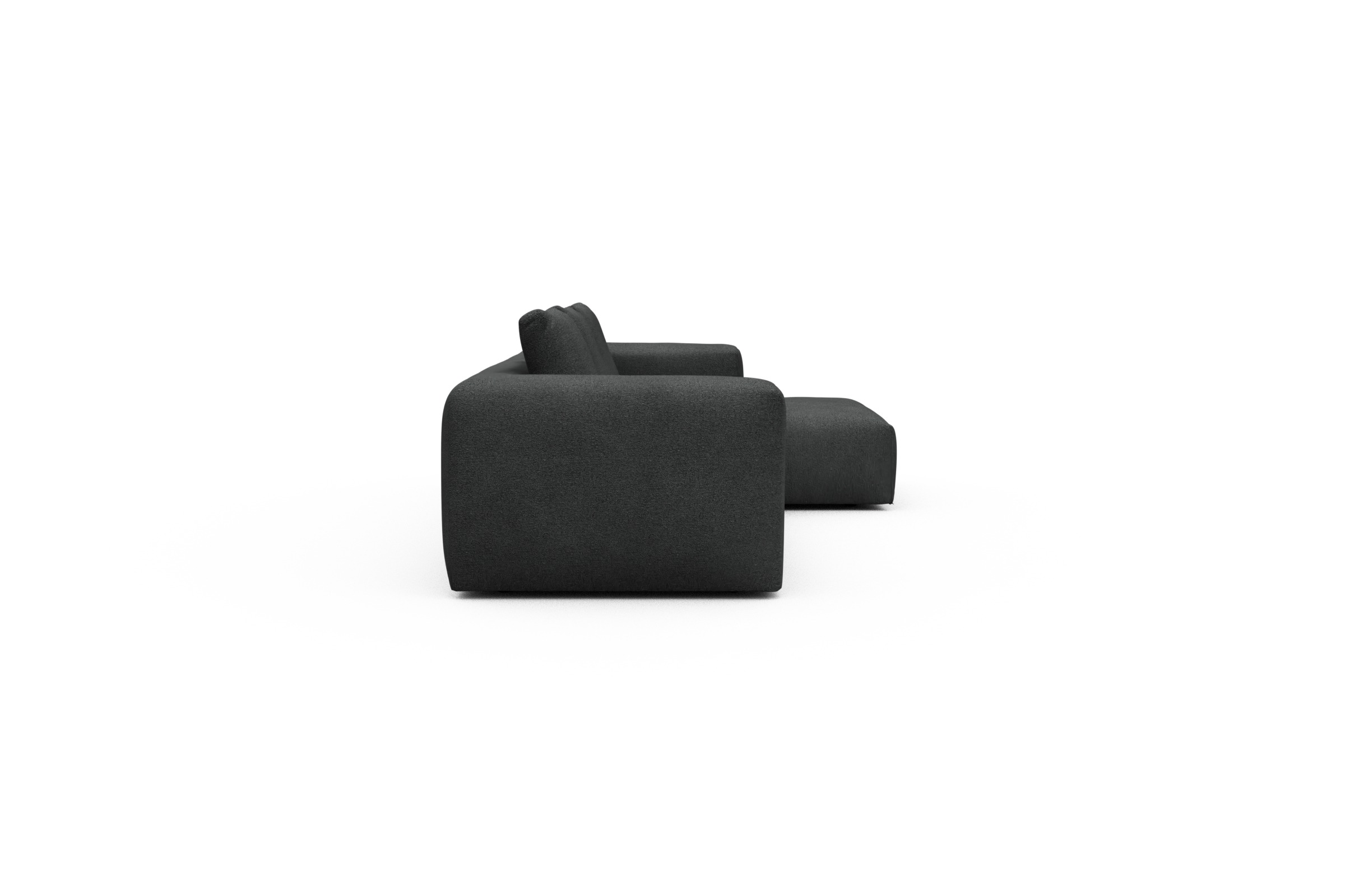 Ecksofa Fred Chaiselongue rechts mit 2,5-Sitzer Boucle-Charcoal