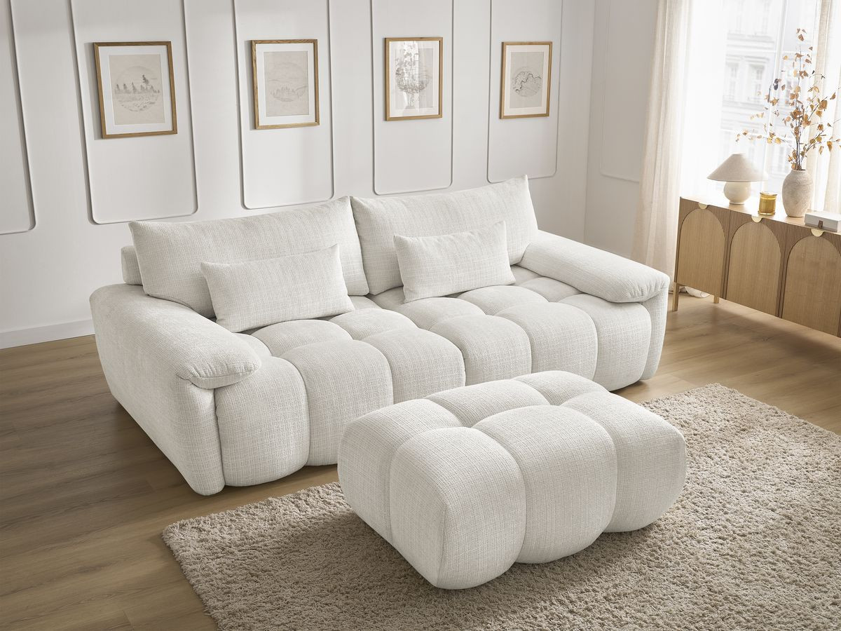 Bobochic Ivane Sofa 4-Sitzer Strukturstoff Weiß