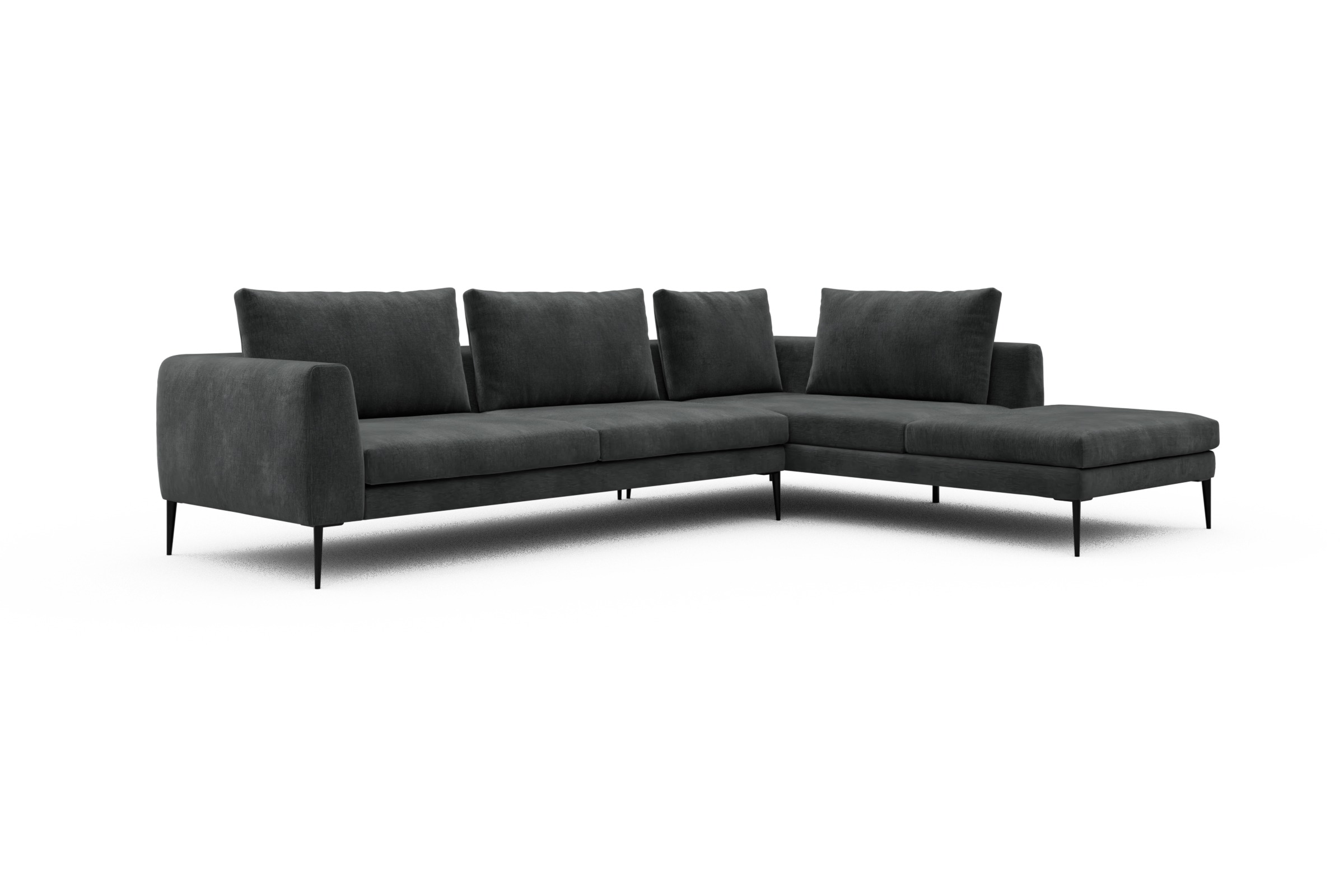 Ecksofa Paul Relax-Ecke links mit 3-Sitzer Smooth-Deep-Warm-Grey