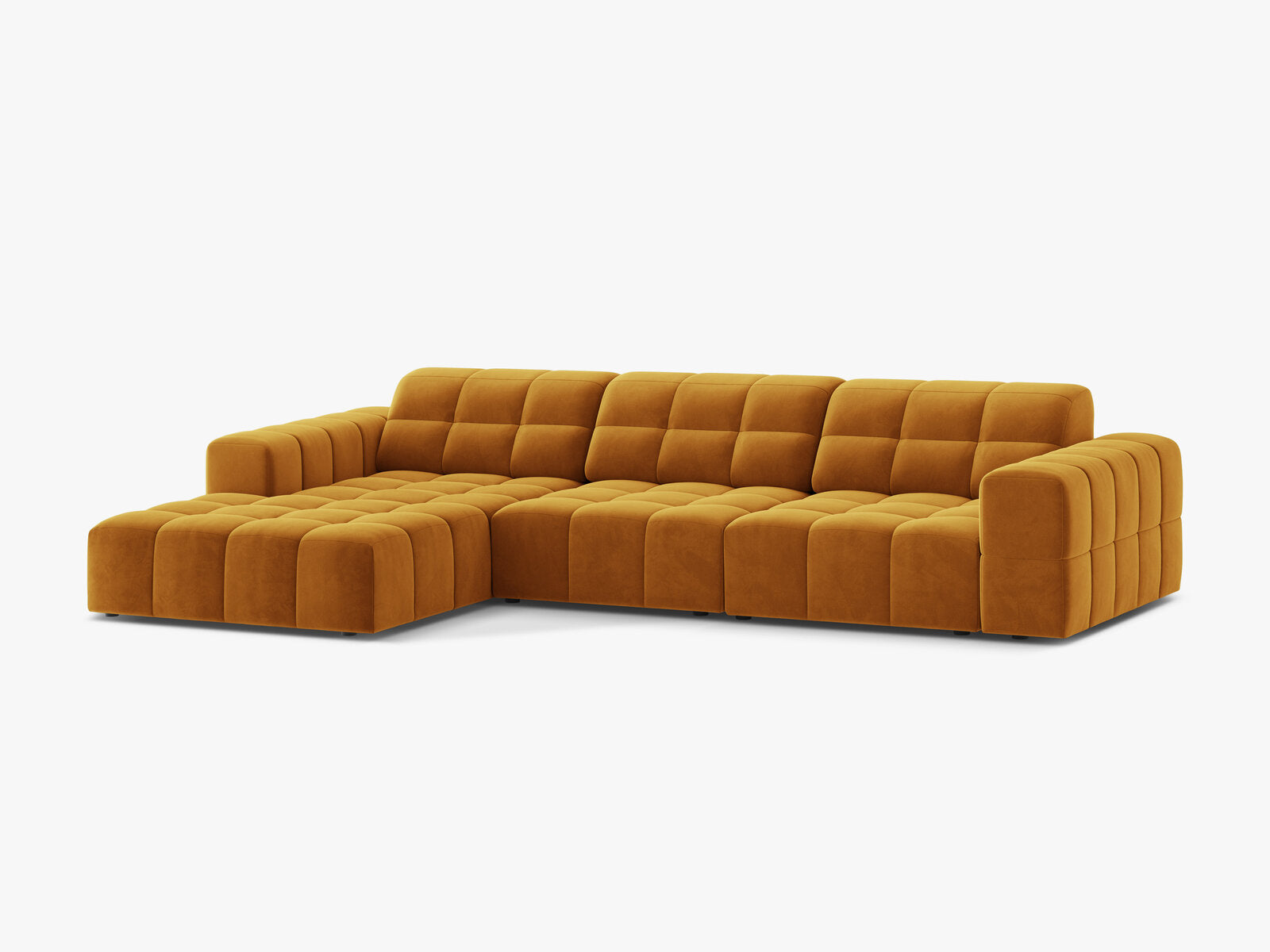 Micadoni Ecksofa Jennifer 4-Sitzer Samt Venus Gelb Links
