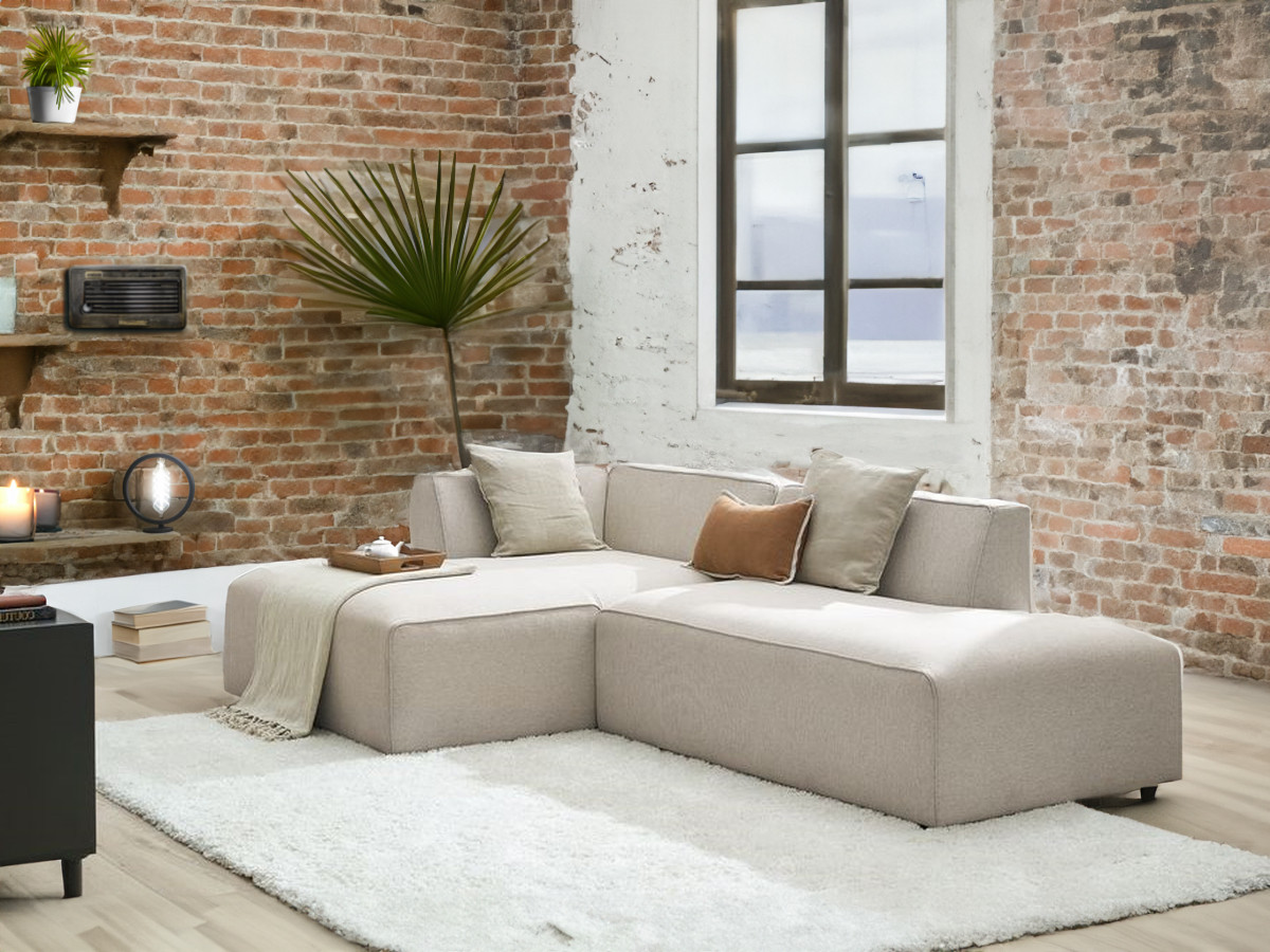 Bobochic Megeve Ecksofa Melange-Stoff Beige Ecke links