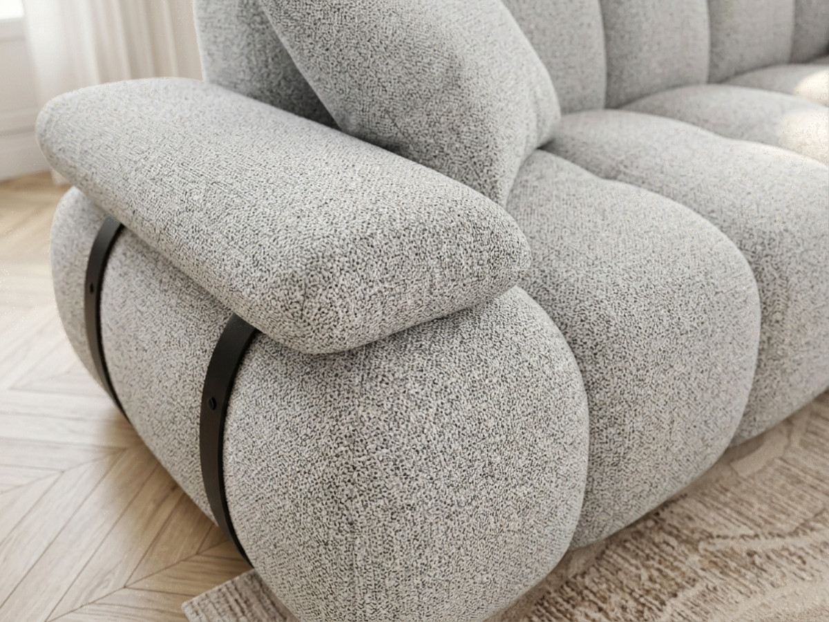 Bobochic Rivoli Sofa 4-Sitzer Melange-Stoff Grau