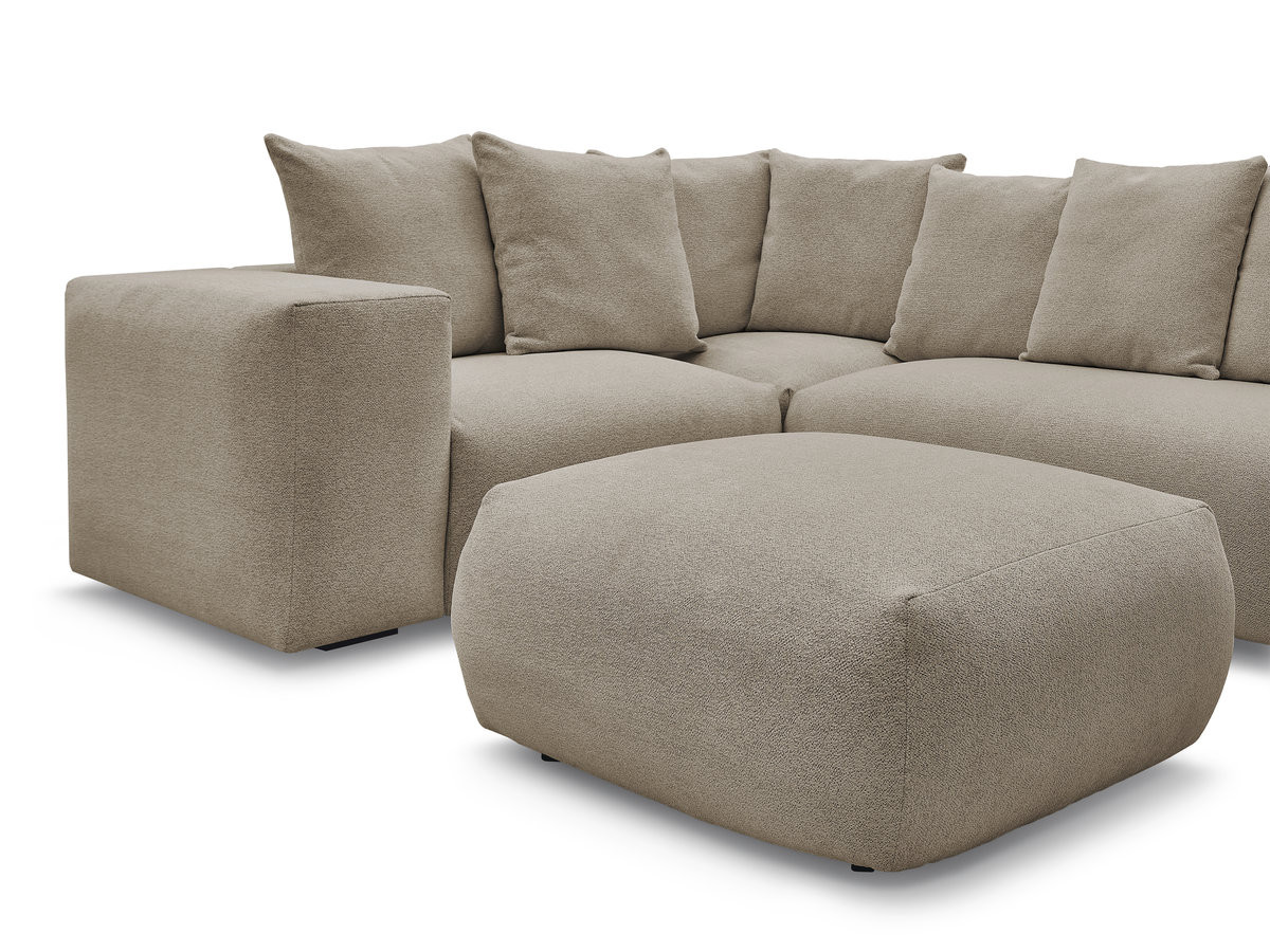 Bobochic Voltaire Ecksofa mit Pouf 268 × 214 cm Melange-Stoff Taupe Ecke links